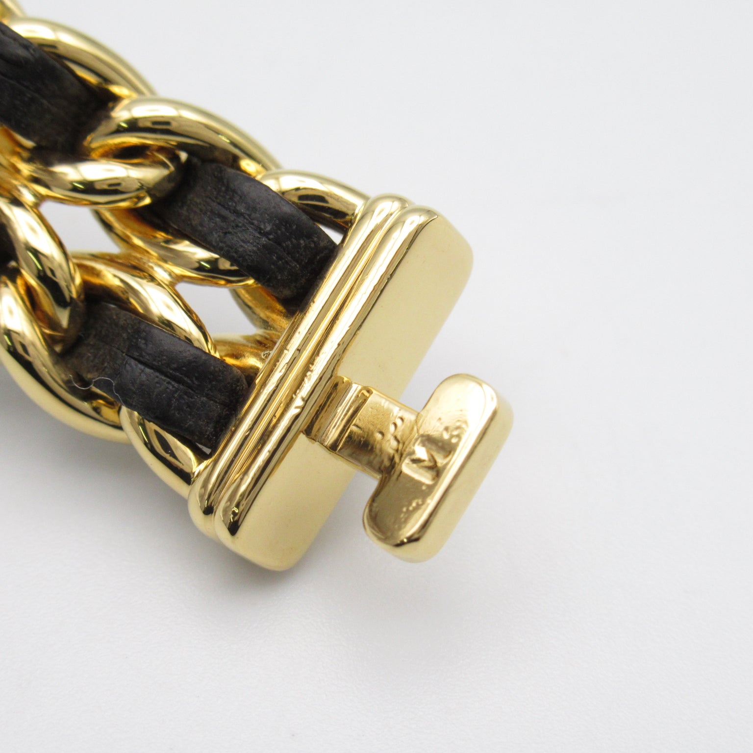 CHANEL Premiere M鍍金/皮革帶手錶石英機芯黑色