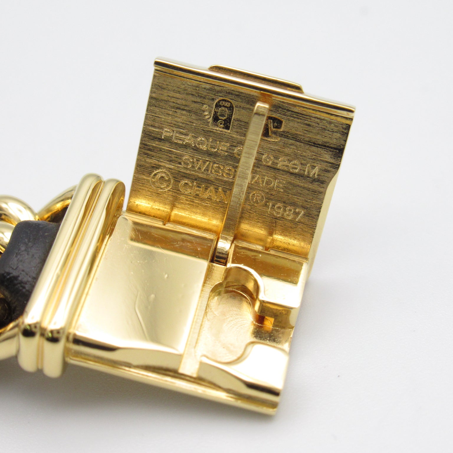 CHANEL Premiere M鍍金/皮革帶手錶石英機芯黑色