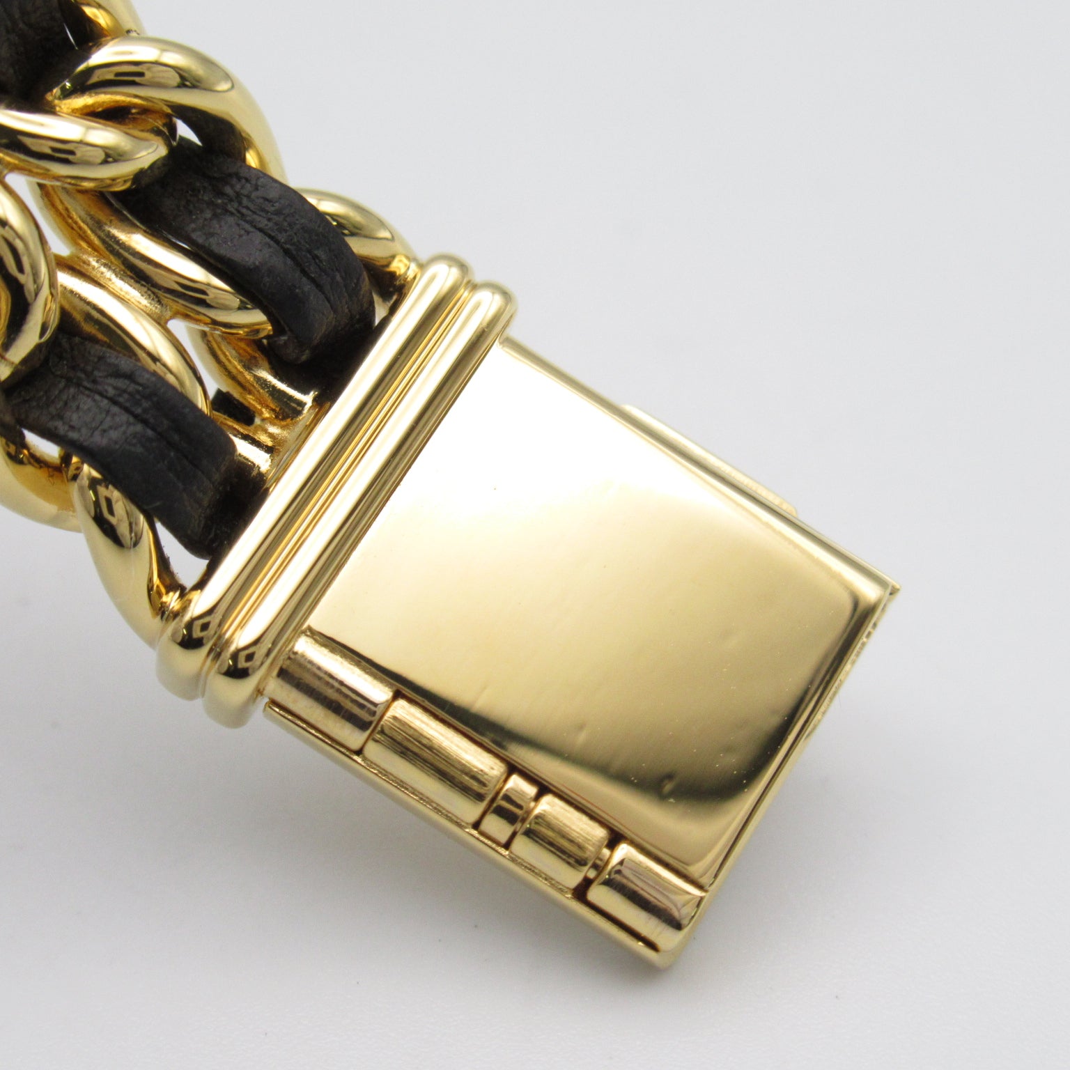 CHANEL Premiere M鍍金/皮革帶手錶石英機芯黑色