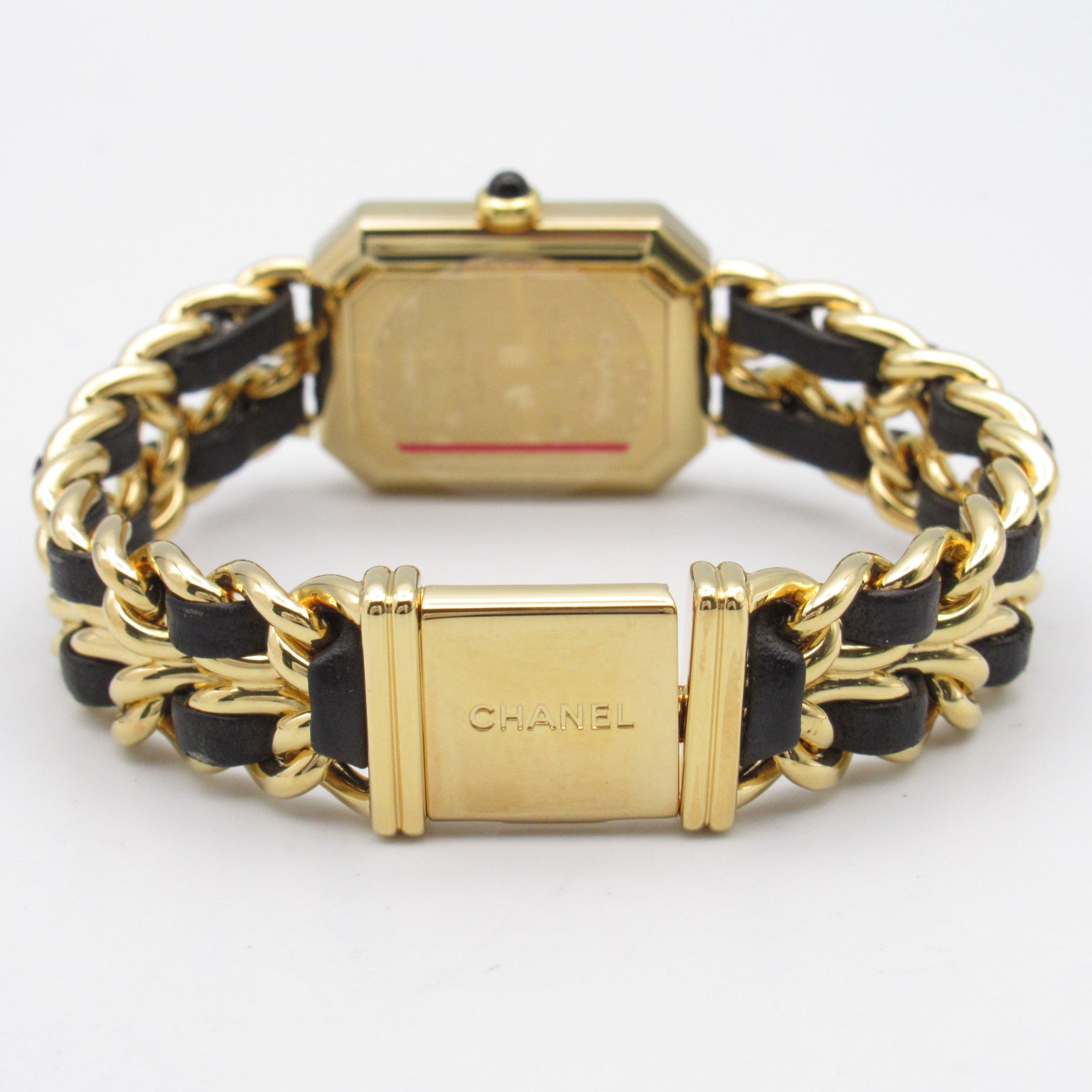 CHANEL Premiere M鍍金/皮革帶手錶石英機芯黑色