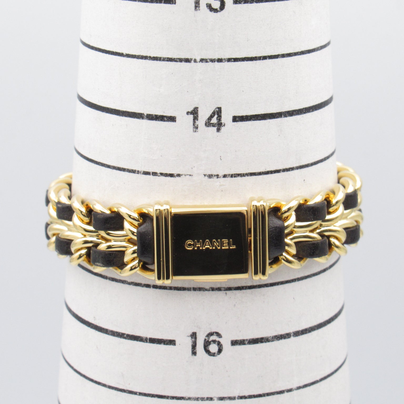 CHANEL Premiere M鍍金/皮革帶手錶石英機芯黑色