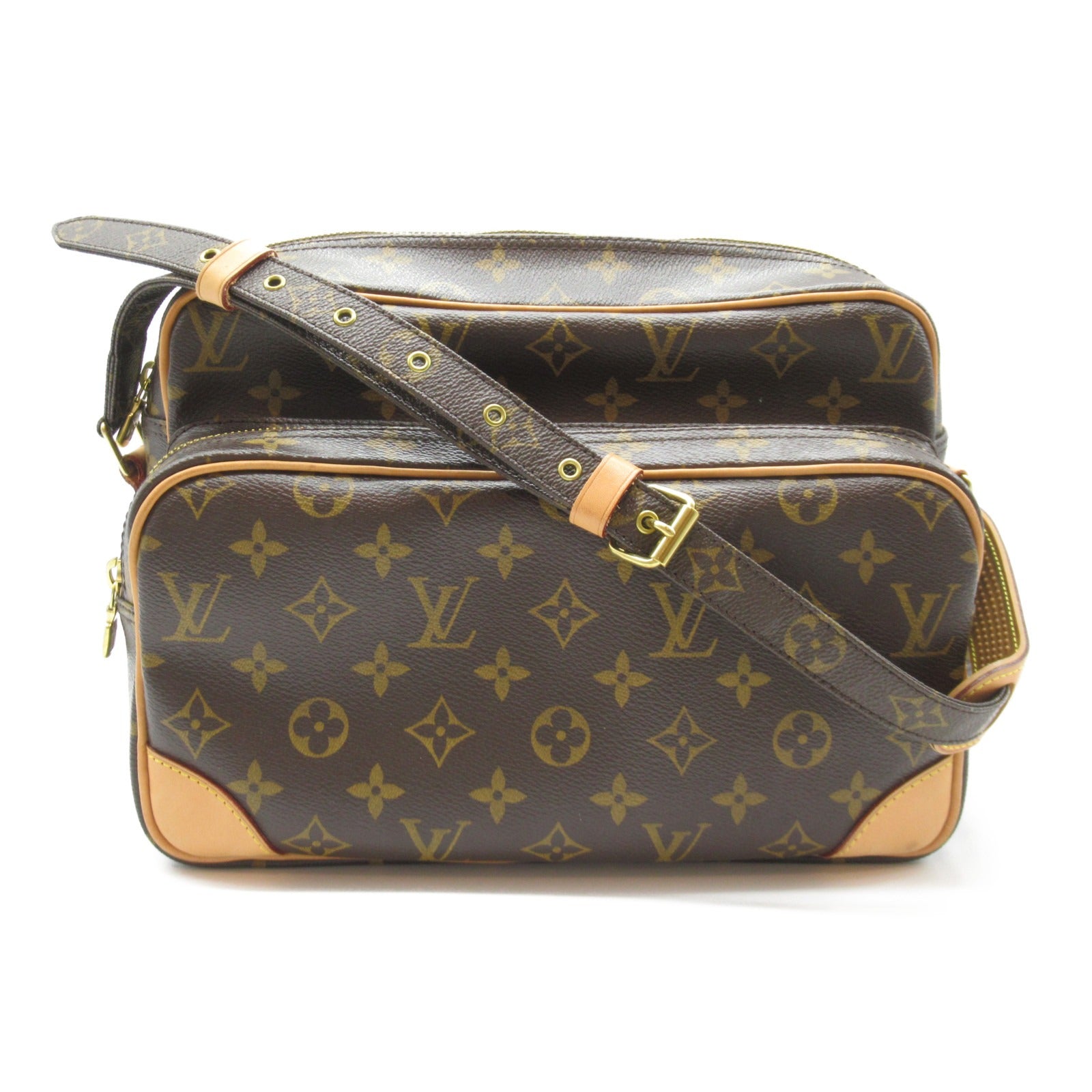 LOUIS VUITTON Monogram Nile金扣肩背袋啡色