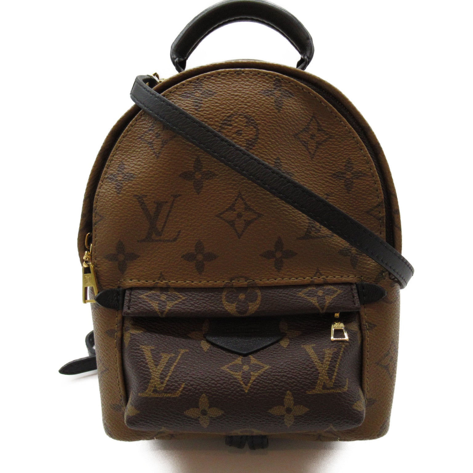 LOUIS VUITTON Monogram Reverse Palm Springs Mini金扣背包啡色