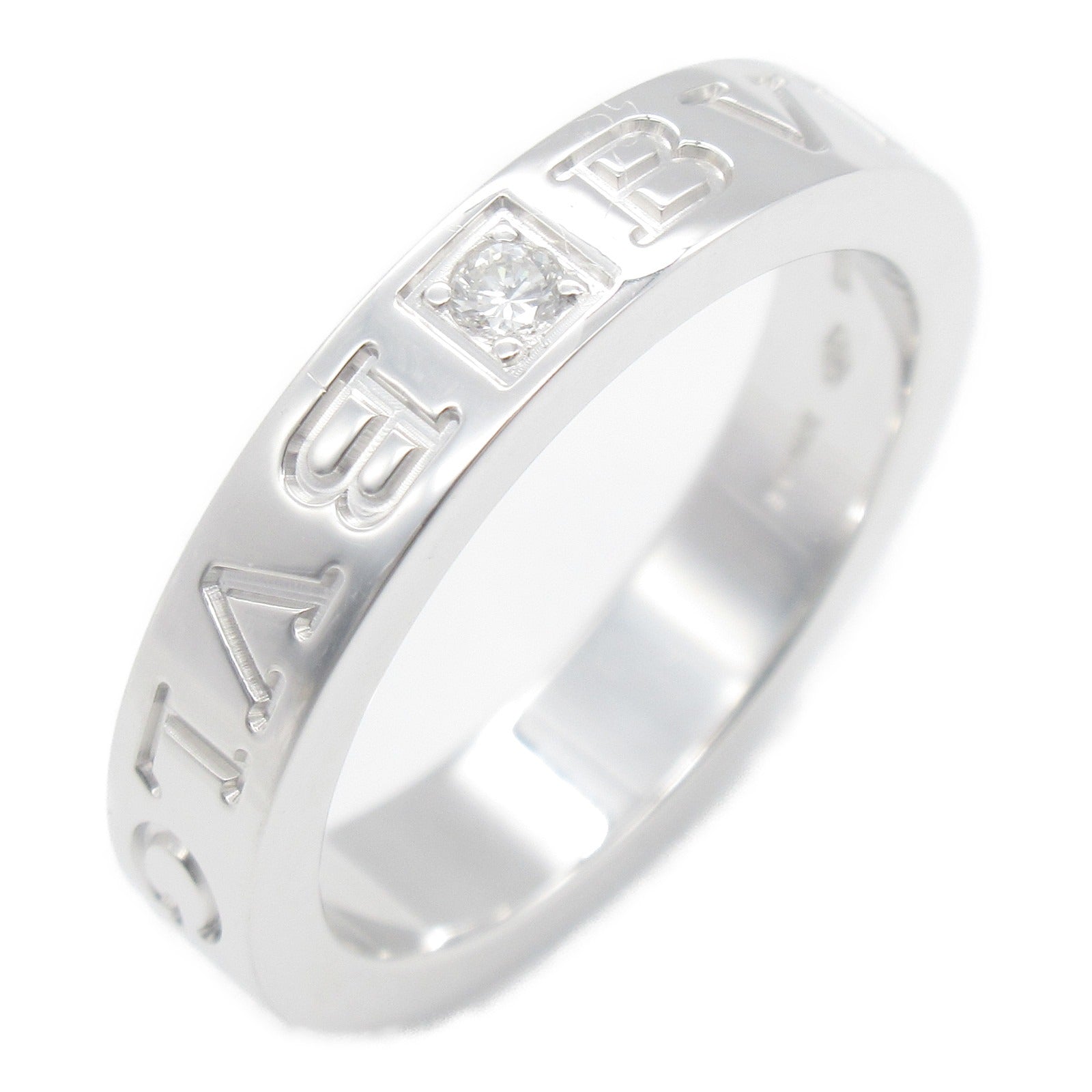 BVLGARI 18K白金B-zero1 Double Logo 1P Diamond Ring鑽石戒指Bvlgari#51/US#5.75