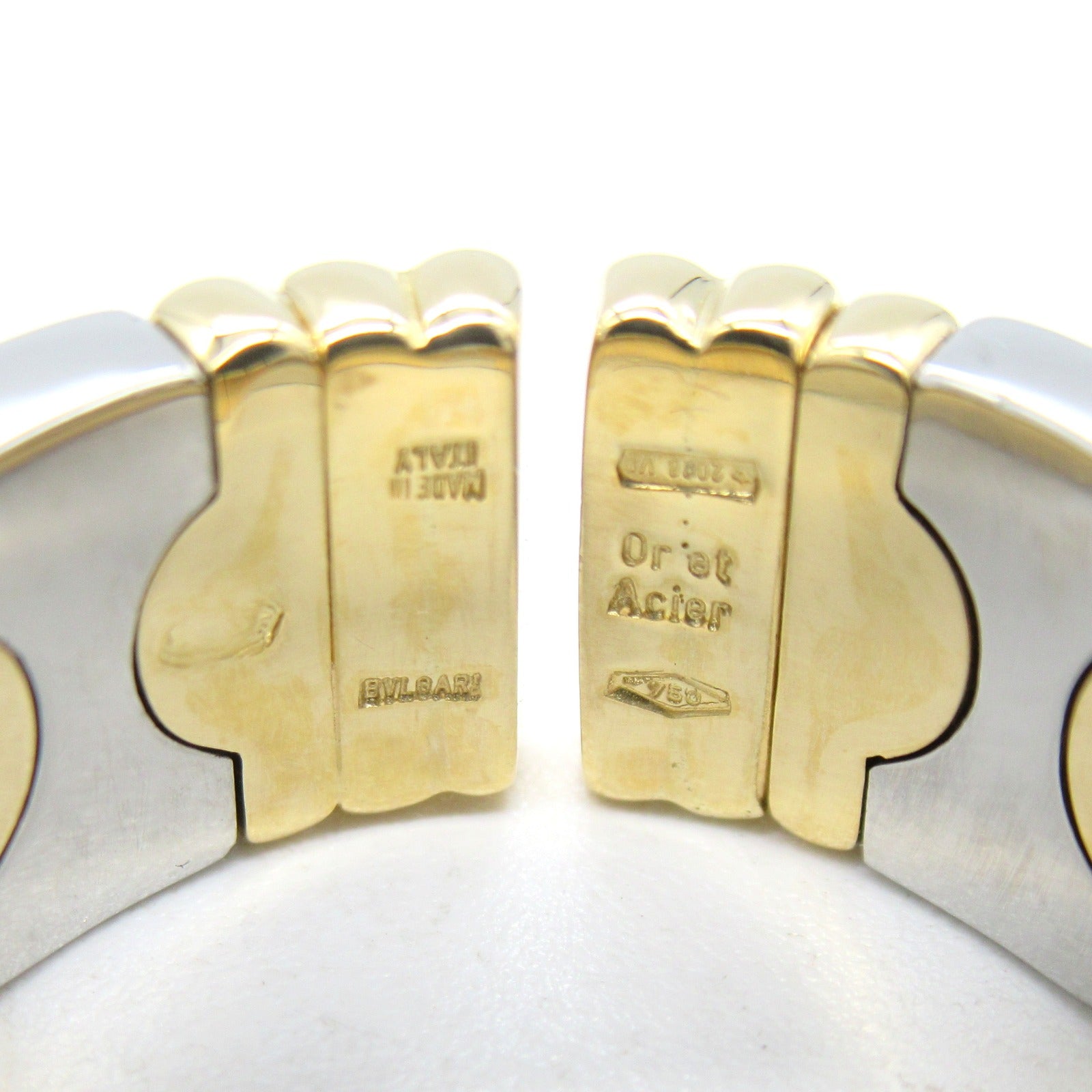 BVLGARI 18K黃金/不鏽鋼Parentesi Ring戒指US#6