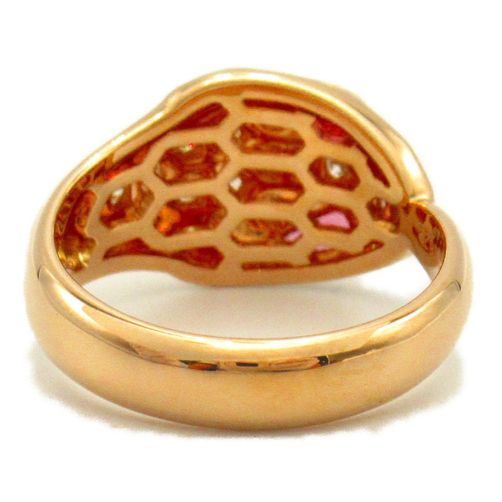 BVLGARI 18K玫瑰金Serpenti Ring鑽石戒指US#6.75