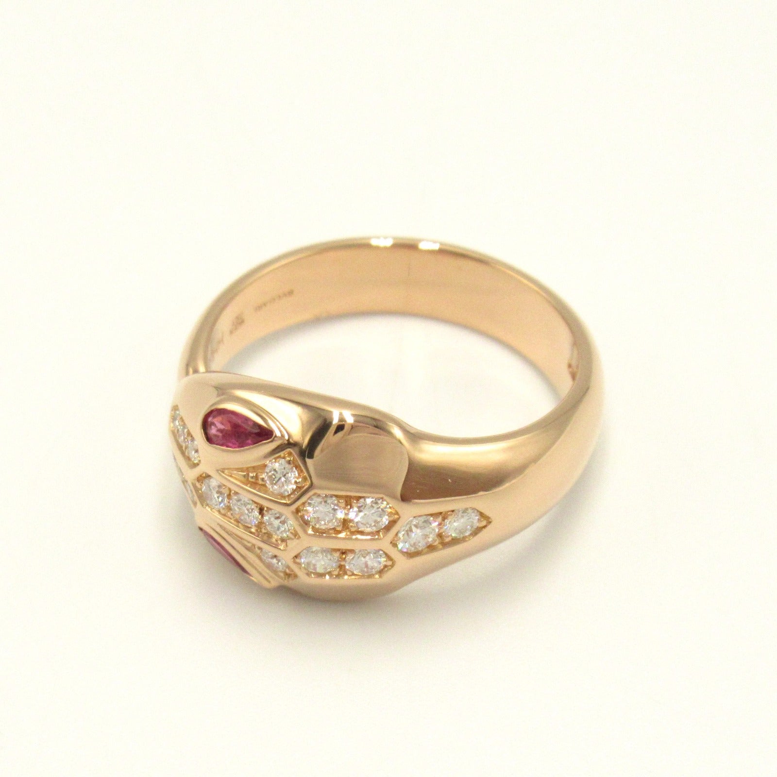 BVLGARI 18K玫瑰金Serpenti Ring鑽石戒指US#6.75