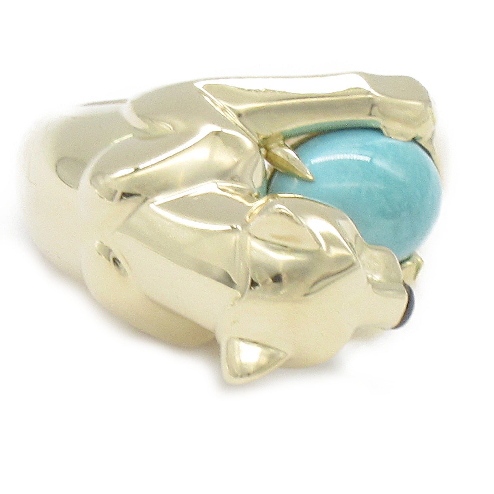 CARTIER 【激減優惠】18K黃金Panthere Vedra Turquoise Ring綠松石戒指US#6/Cartier#52