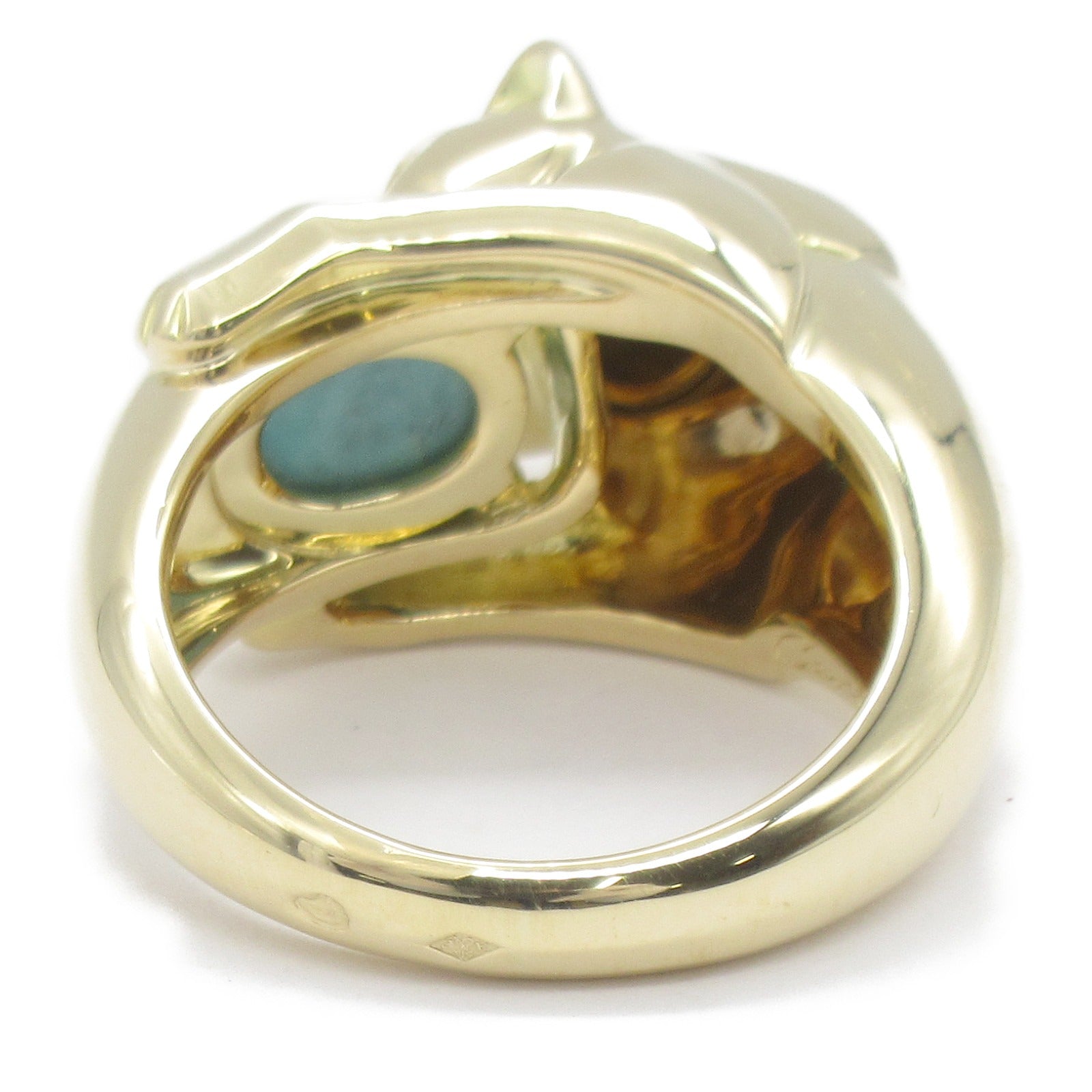 CARTIER 【激減優惠】18K黃金Panthere Vedra Turquoise Ring綠松石戒指US#6/Cartier#52