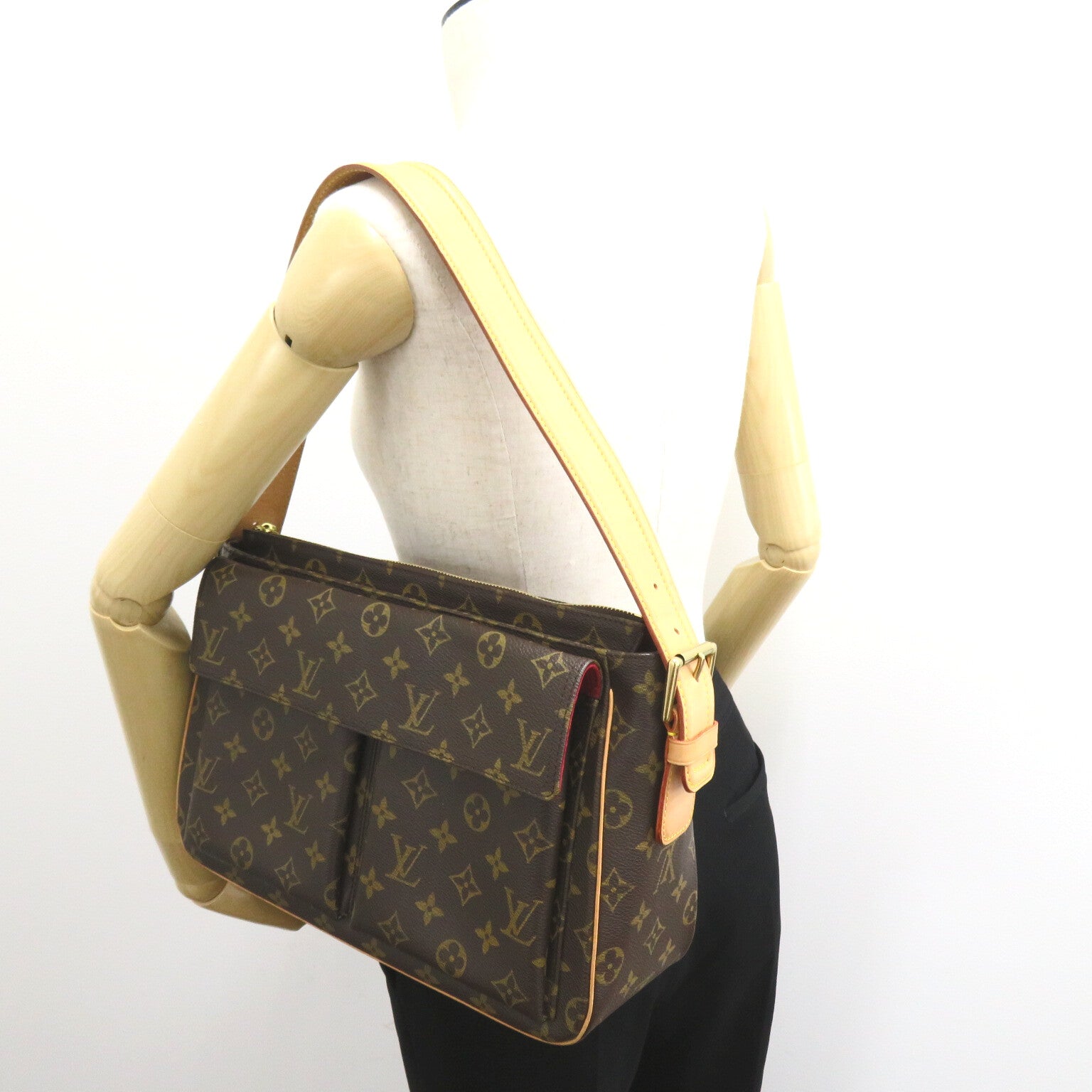 LOUIS VUITTON Monogram Viva Cite GM金扣肩背袋啡色