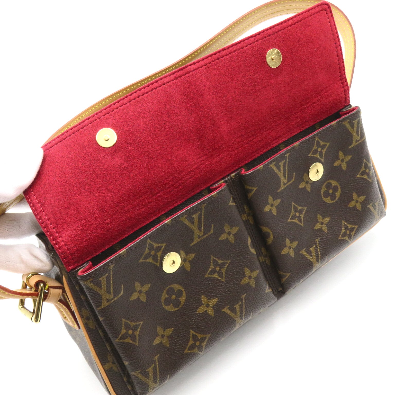 LOUIS VUITTON Monogram Viva Cite MM金扣肩背袋啡色