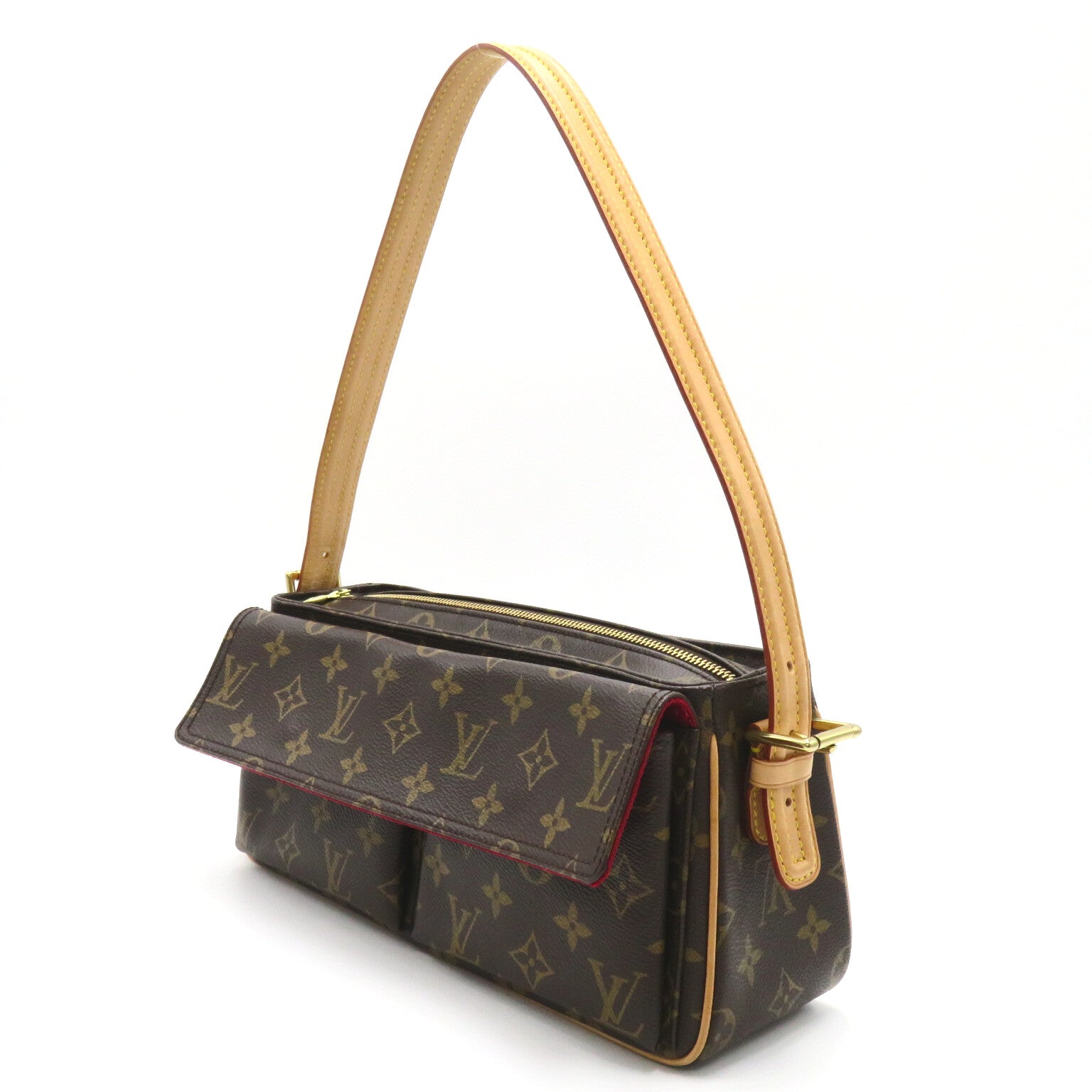 LOUIS VUITTON Monogram Viva Cite MM金扣肩背袋啡色