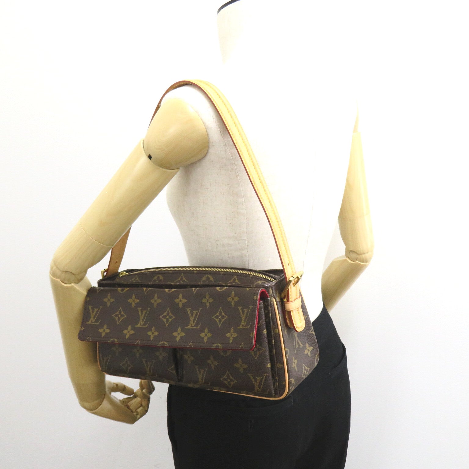 LOUIS VUITTON Monogram Viva Cite MM金扣肩背袋啡色