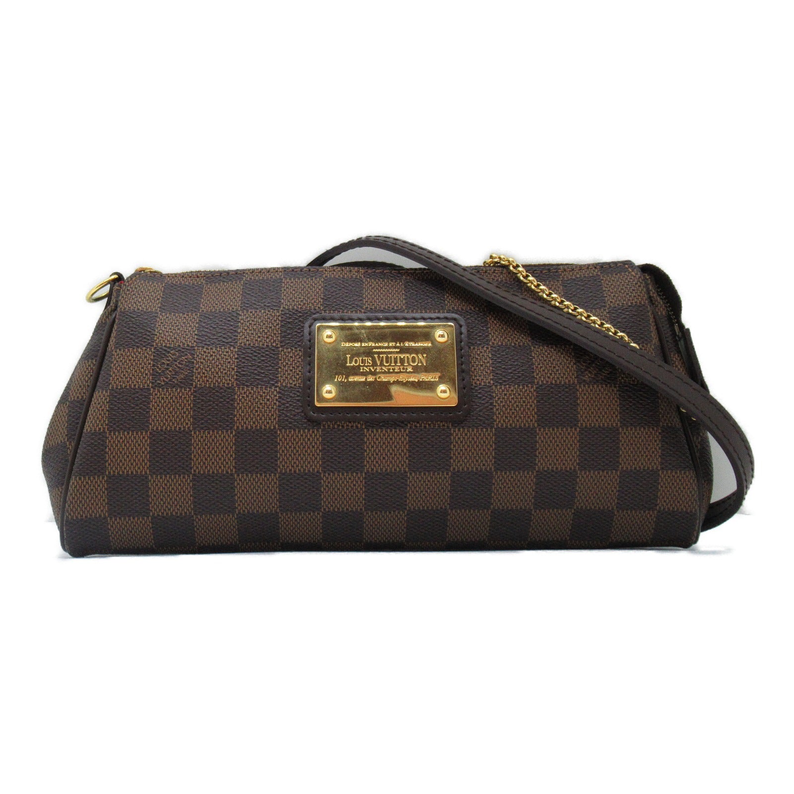 LOUIS VUITTON Damier Eva金扣手挽肩背兩用袋啡色