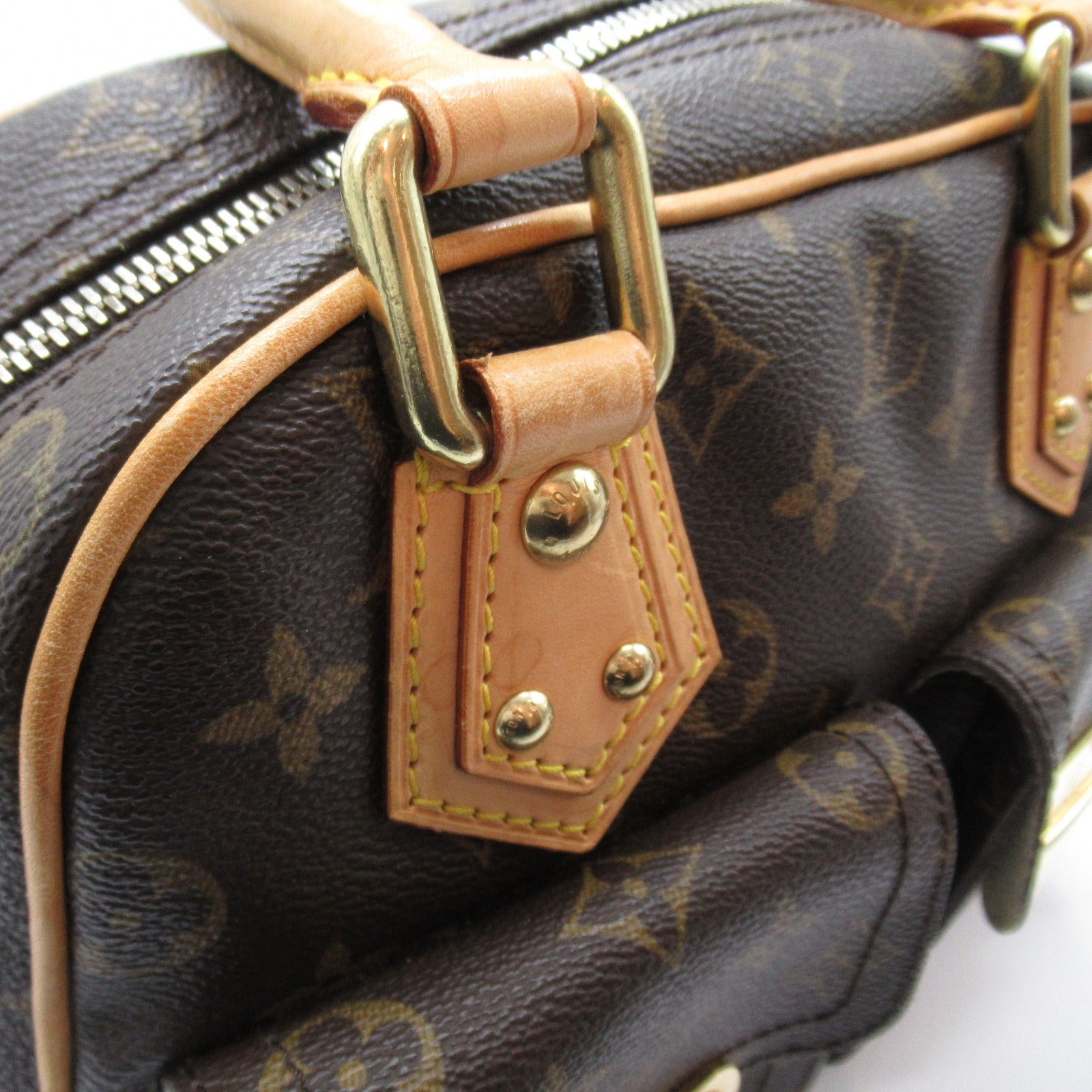 LOUIS VUITTON Monogram Manhattan PM金扣手挽袋啡色