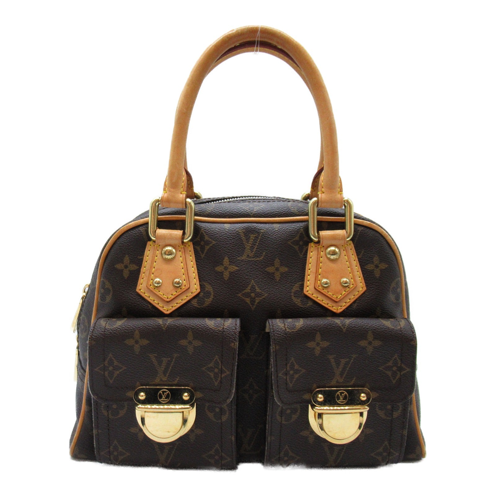 LOUIS VUITTON Monogram Manhattan PM金扣手挽袋啡色