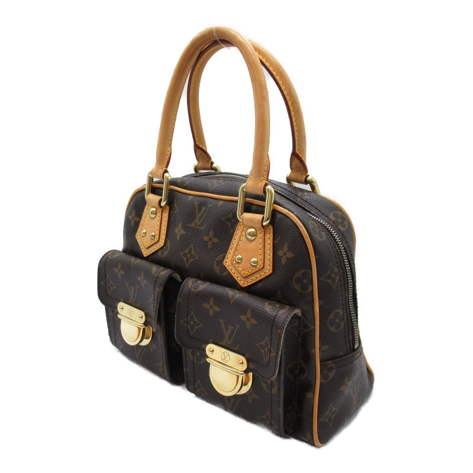 LOUIS VUITTON Monogram Manhattan PM金扣手挽袋啡色