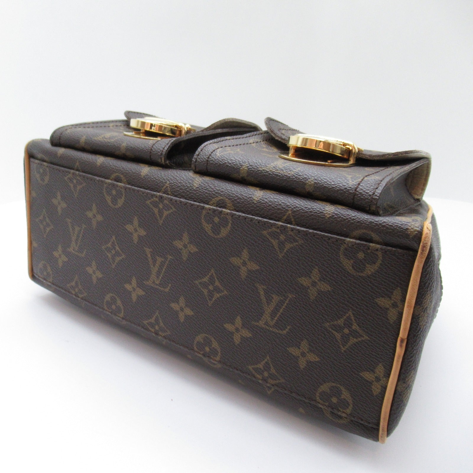 LOUIS VUITTON Monogram Manhattan PM金扣手挽袋啡色