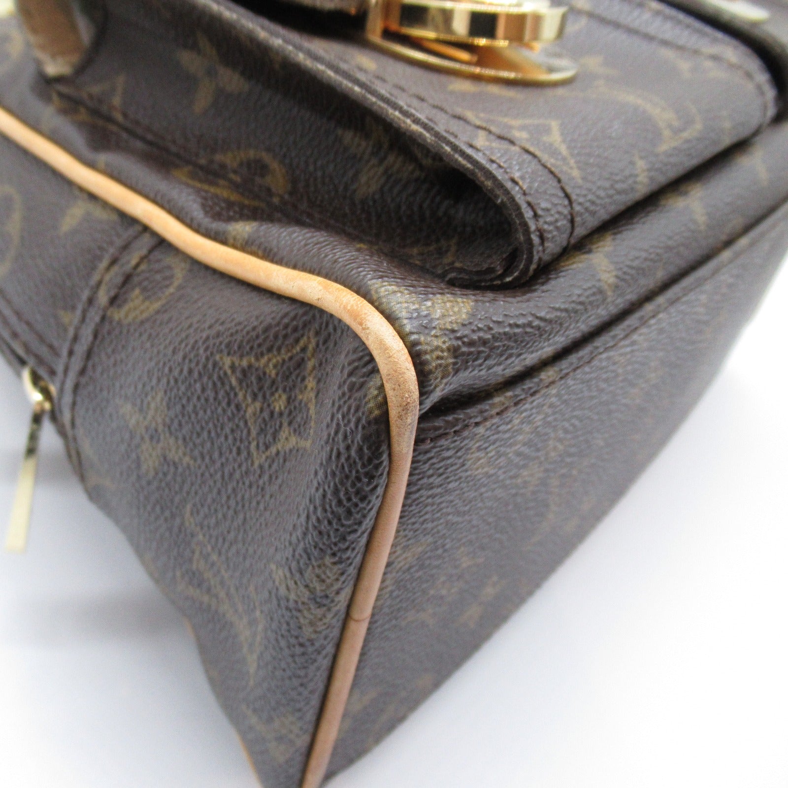 LOUIS VUITTON Monogram Manhattan PM金扣手挽袋啡色