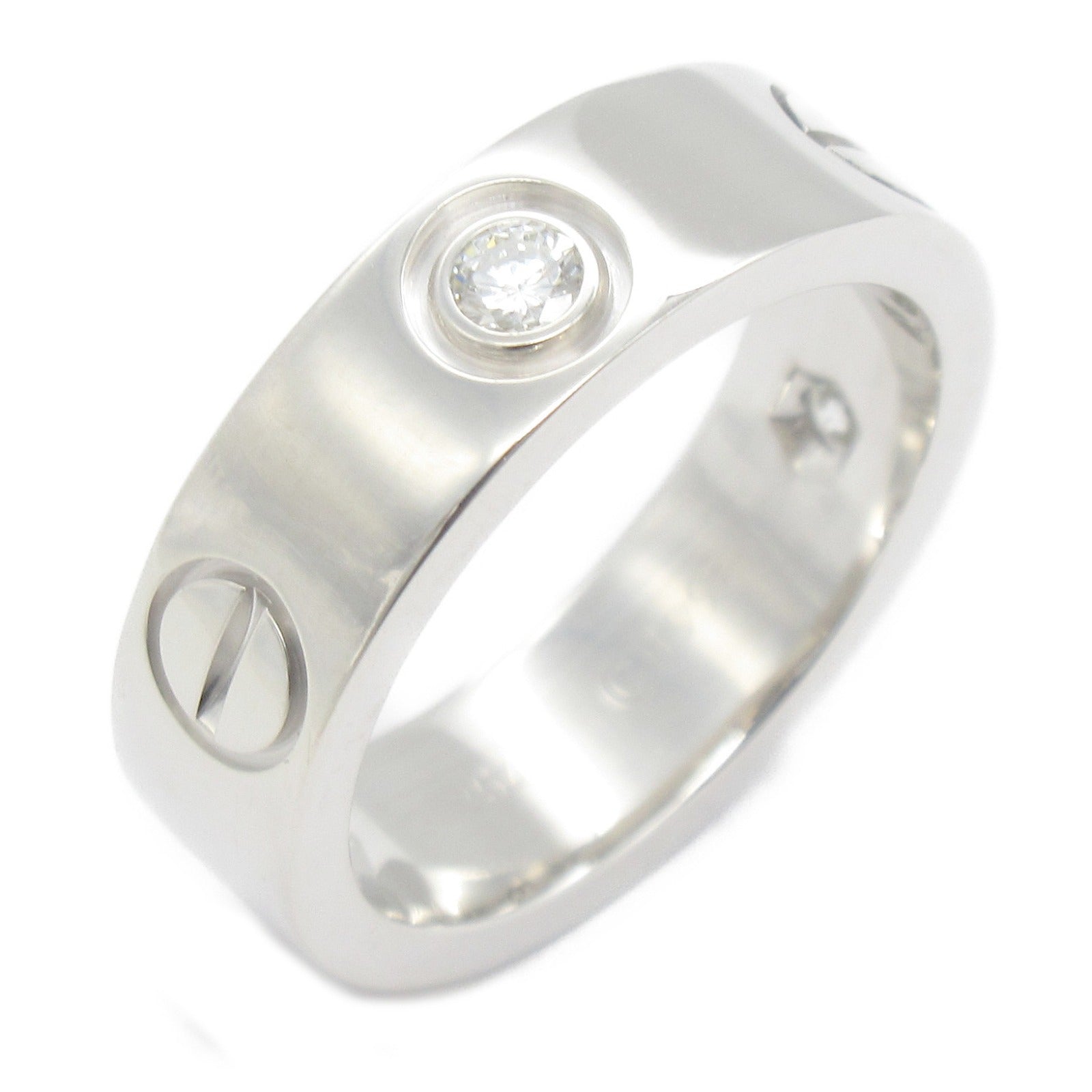 CARTIER 【激減優惠】18K白金Love Ring 3 Diamonds鑽石戒指Cartier#48/US#4.5