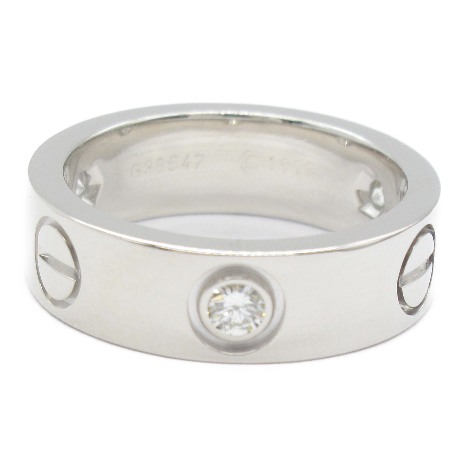 CARTIER 【激減優惠】18K白金Love Ring 3 Diamonds鑽石戒指Cartier#48/US#4.5
