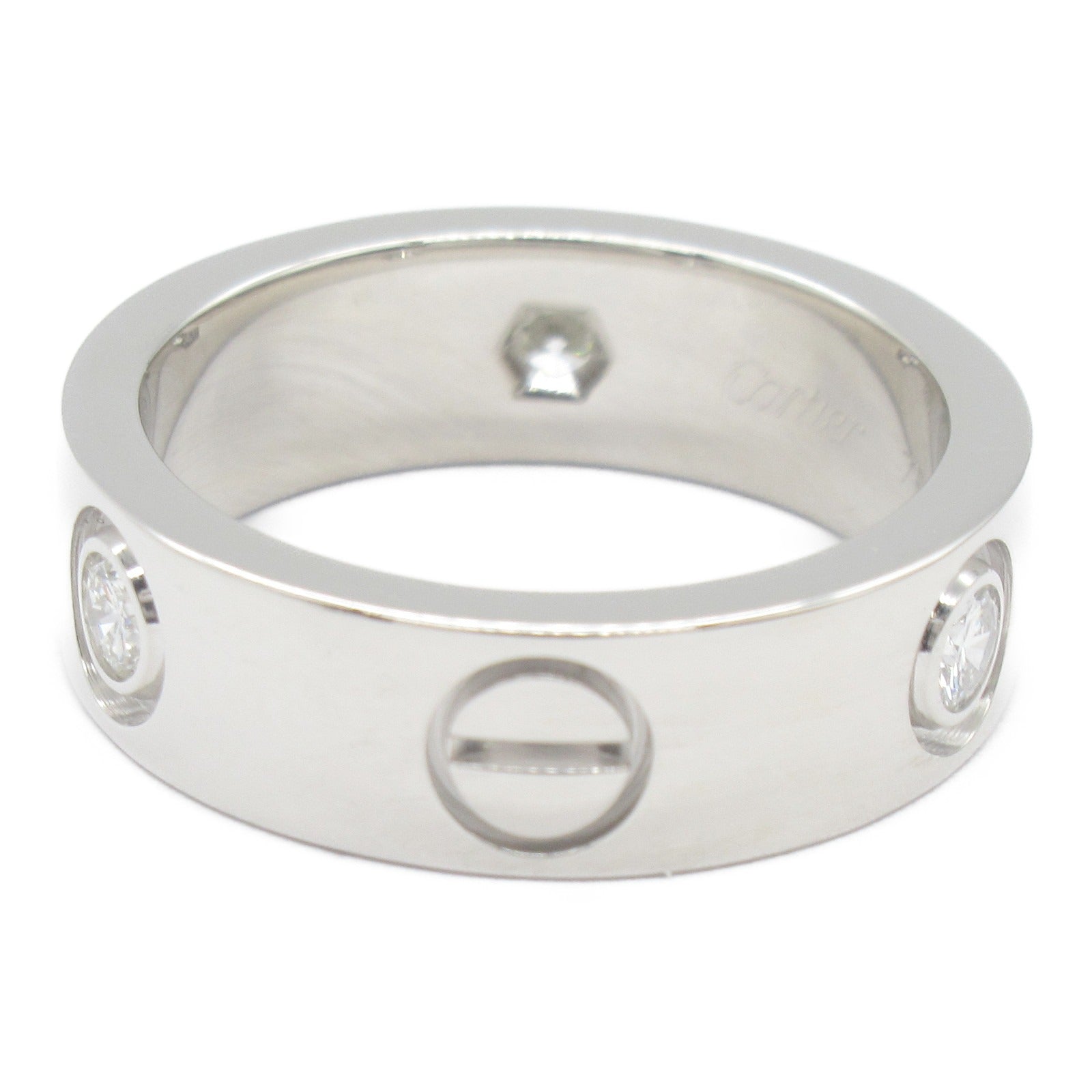 CARTIER 【激減優惠】18K白金Love Ring 3 Diamonds鑽石戒指Cartier#48/US#4.5