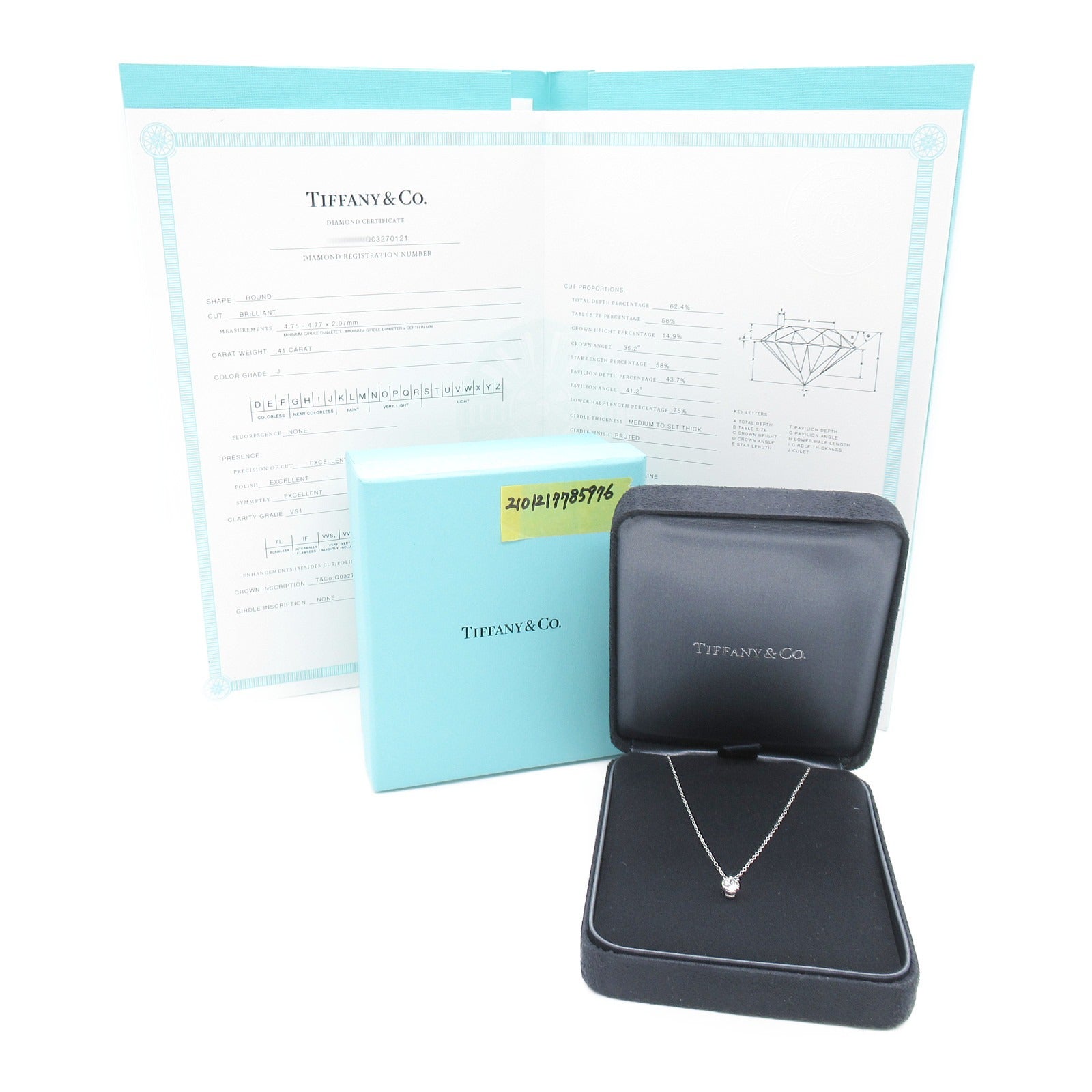TIFFANY＆CO 950鉑金Solitaire Necklace鑽石項鍊