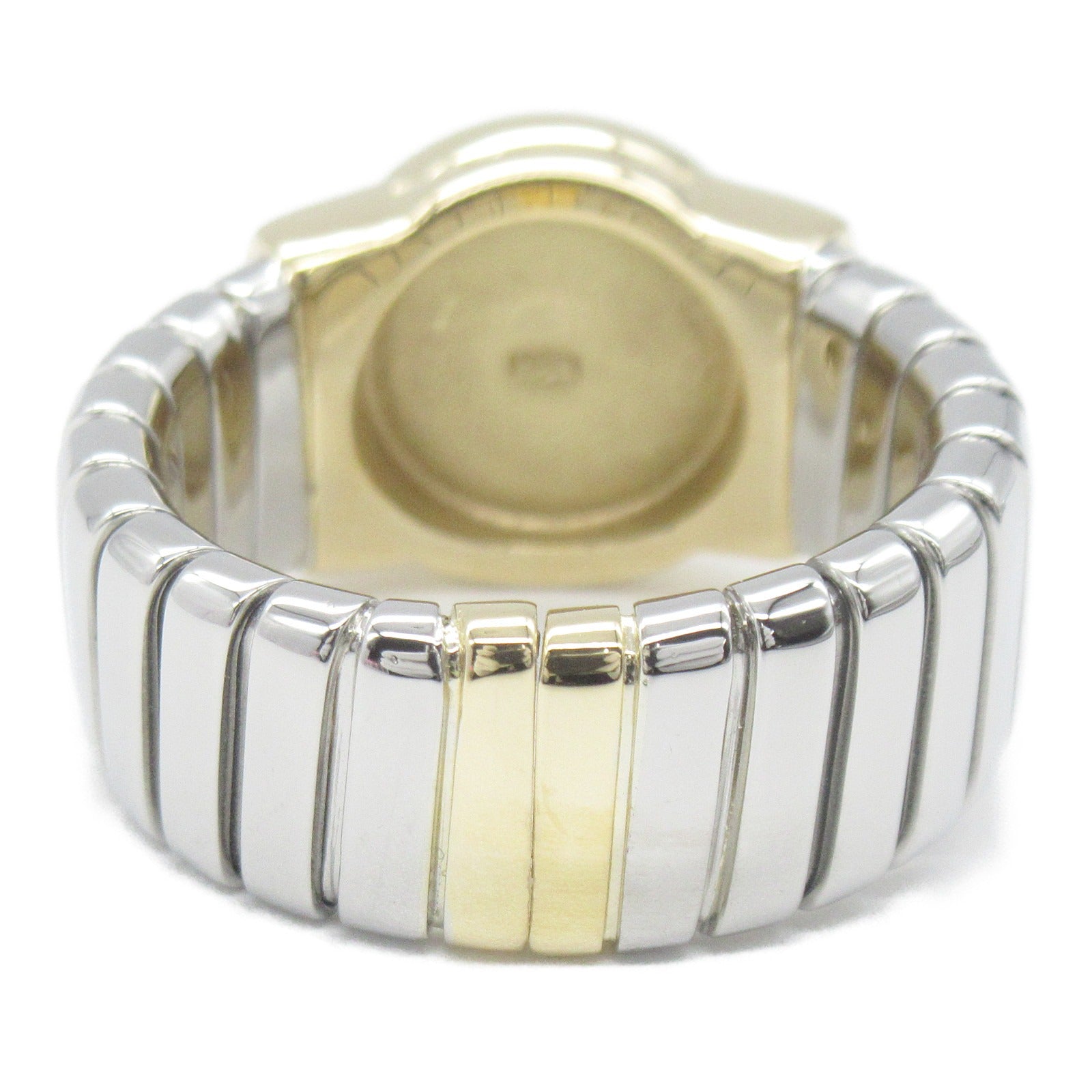 BVLGARI 18K黃金/不鏽鋼Bvlgari Tubogas Onyx Ring縞瑪瑙戒指US#7