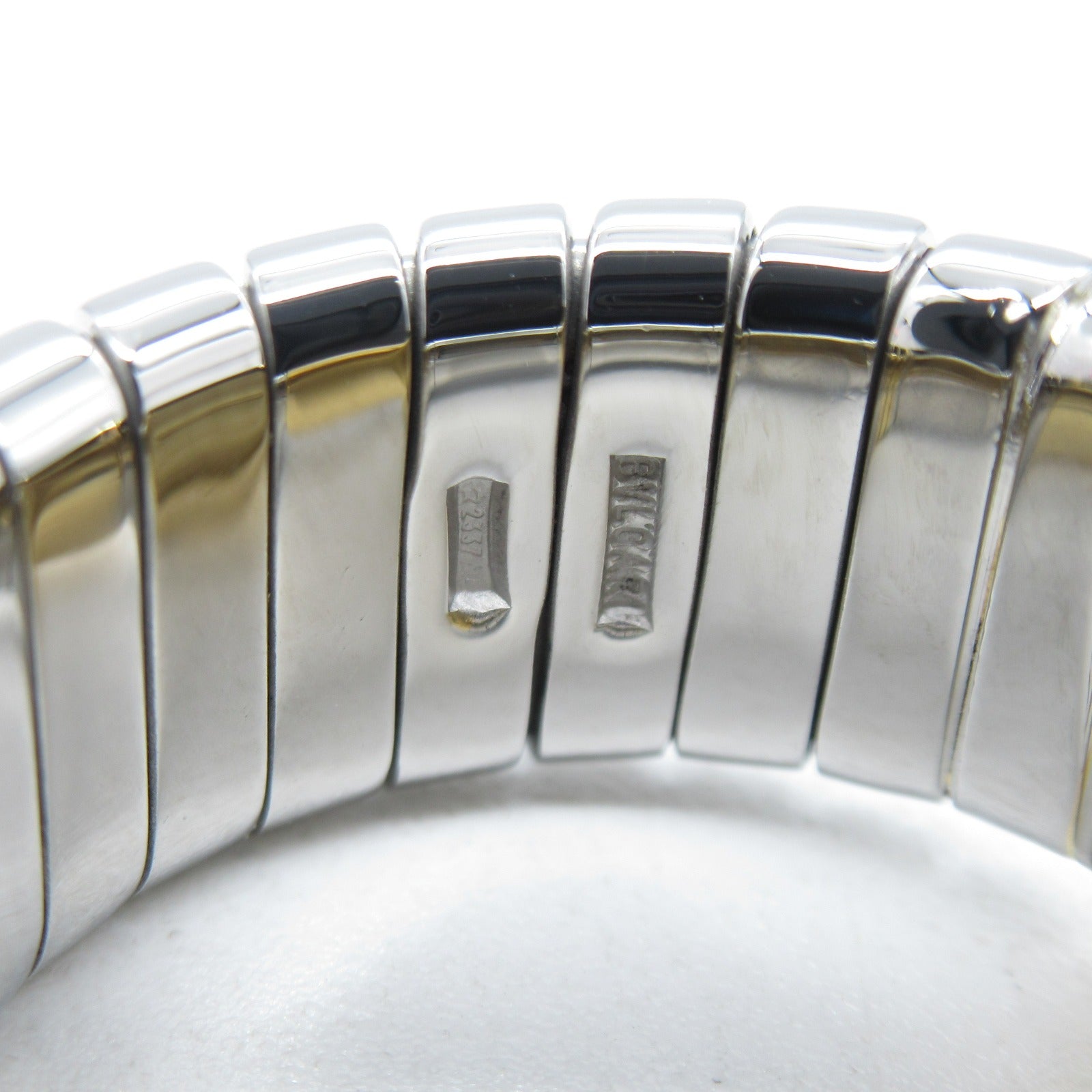 BVLGARI 18K黃金/不鏽鋼Bvlgari Tubogas Onyx Ring縞瑪瑙戒指US#7