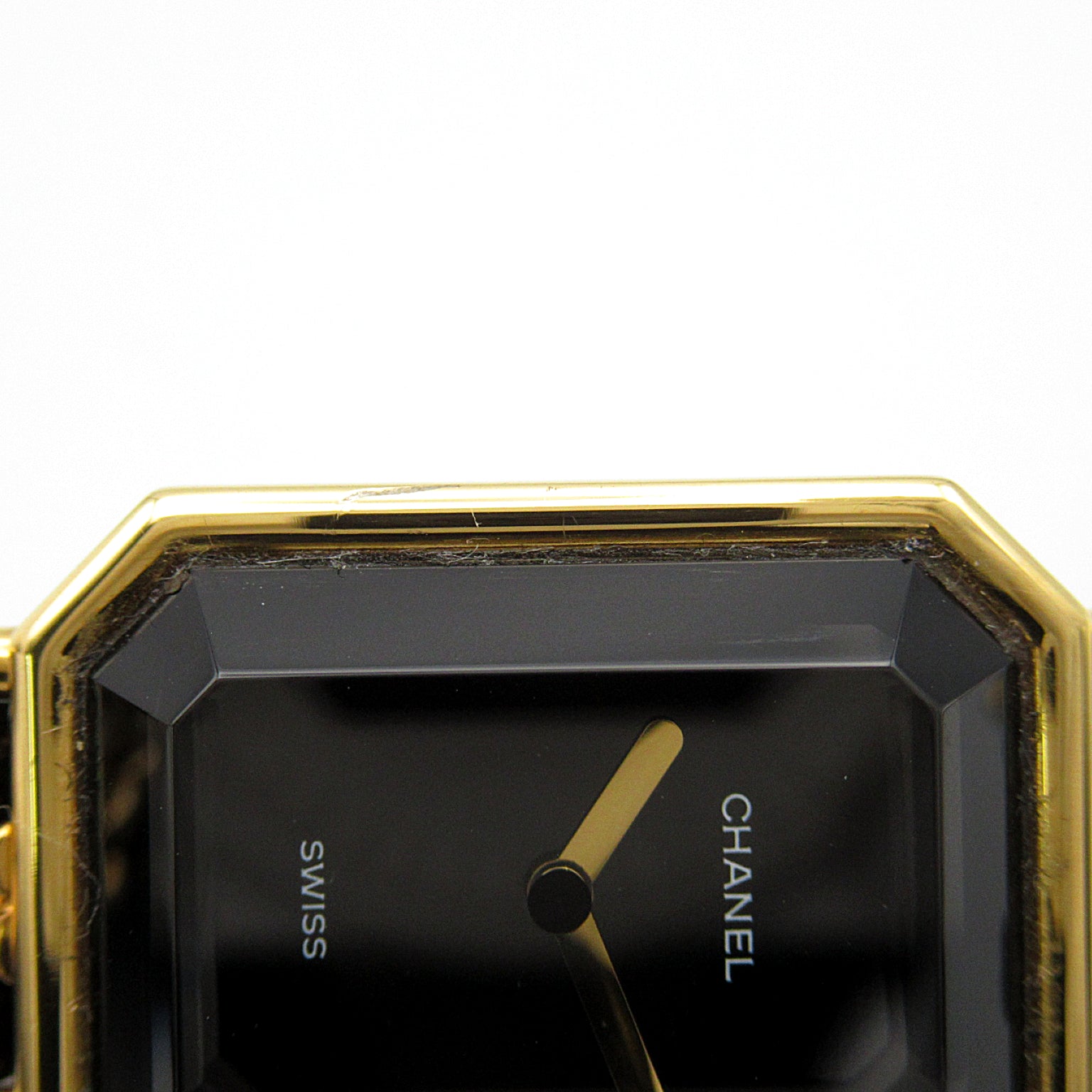 CHANEL Premiere L鍍金/皮革手錶石英機芯黑色