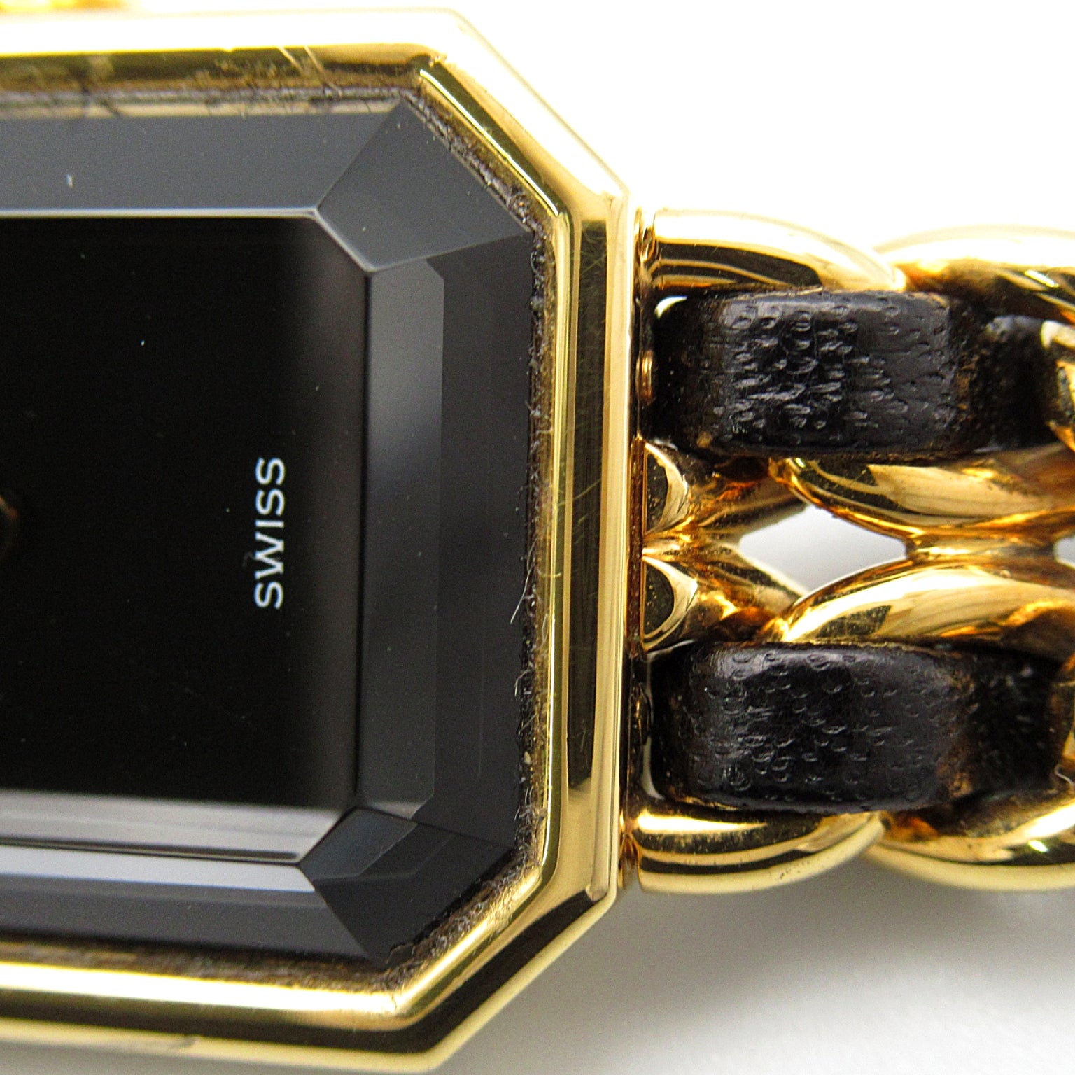 CHANEL Premiere L鍍金/皮革手錶石英機芯黑色
