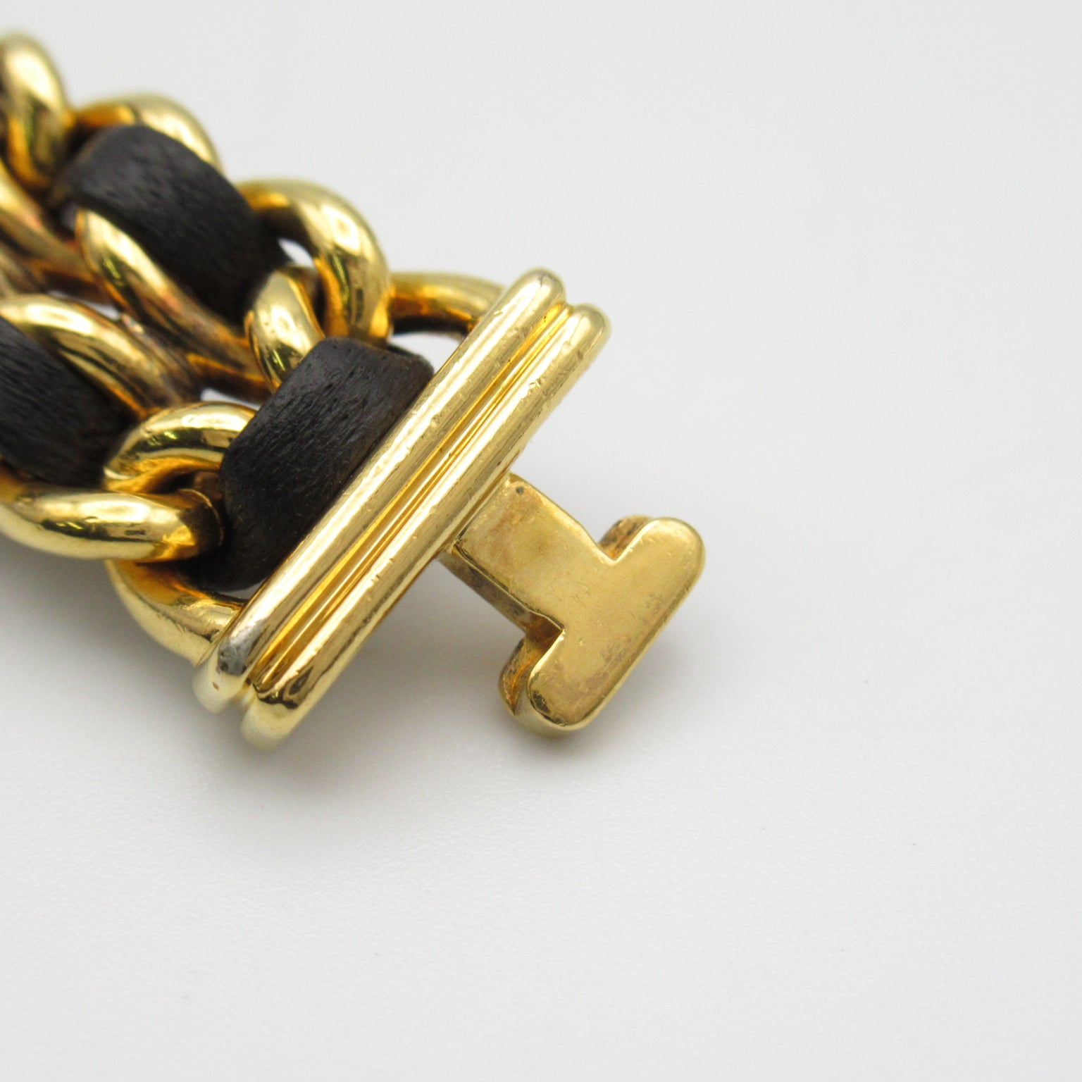 CHANEL Premiere L鍍金/皮革手錶石英機芯黑色