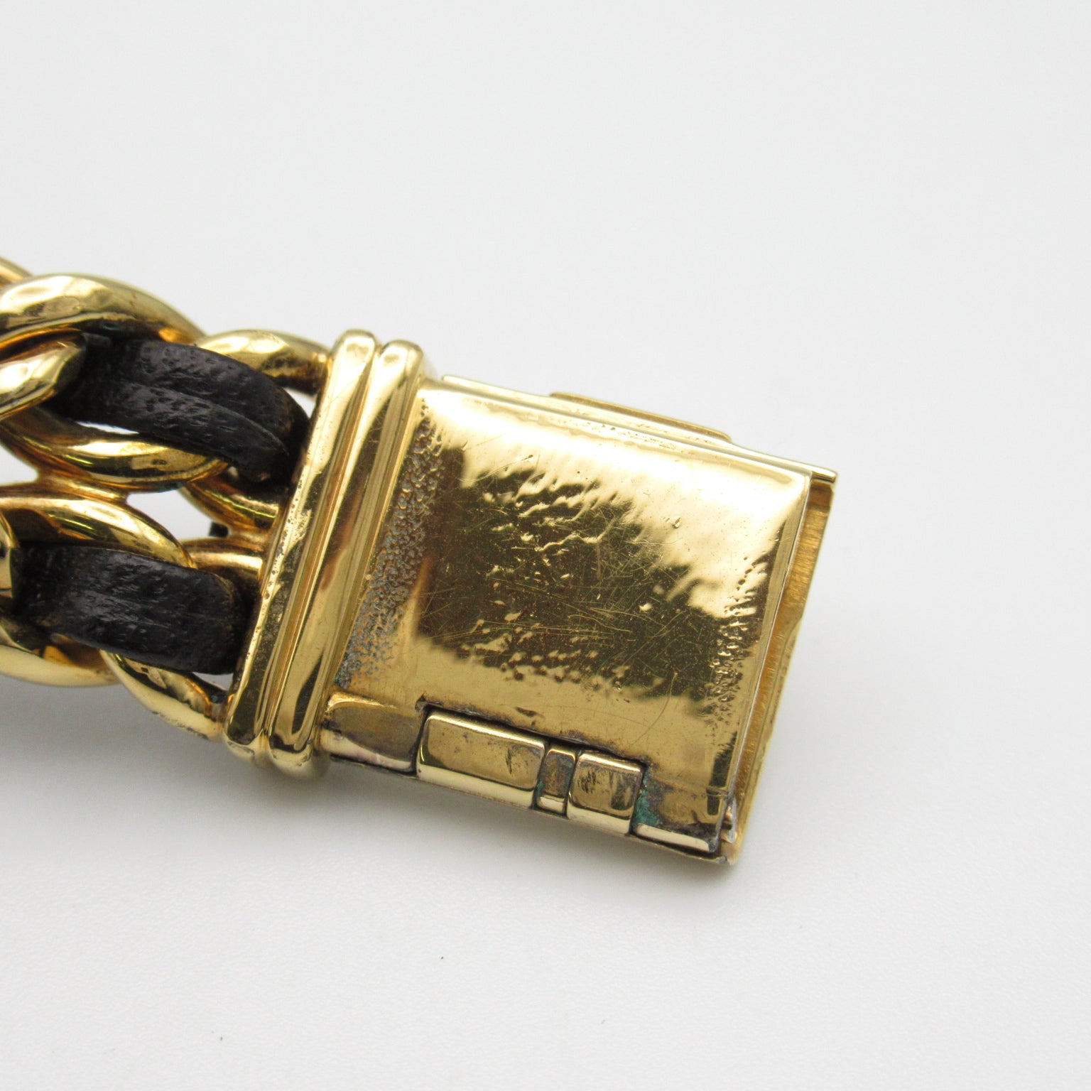 CHANEL Premiere L鍍金/皮革手錶石英機芯黑色