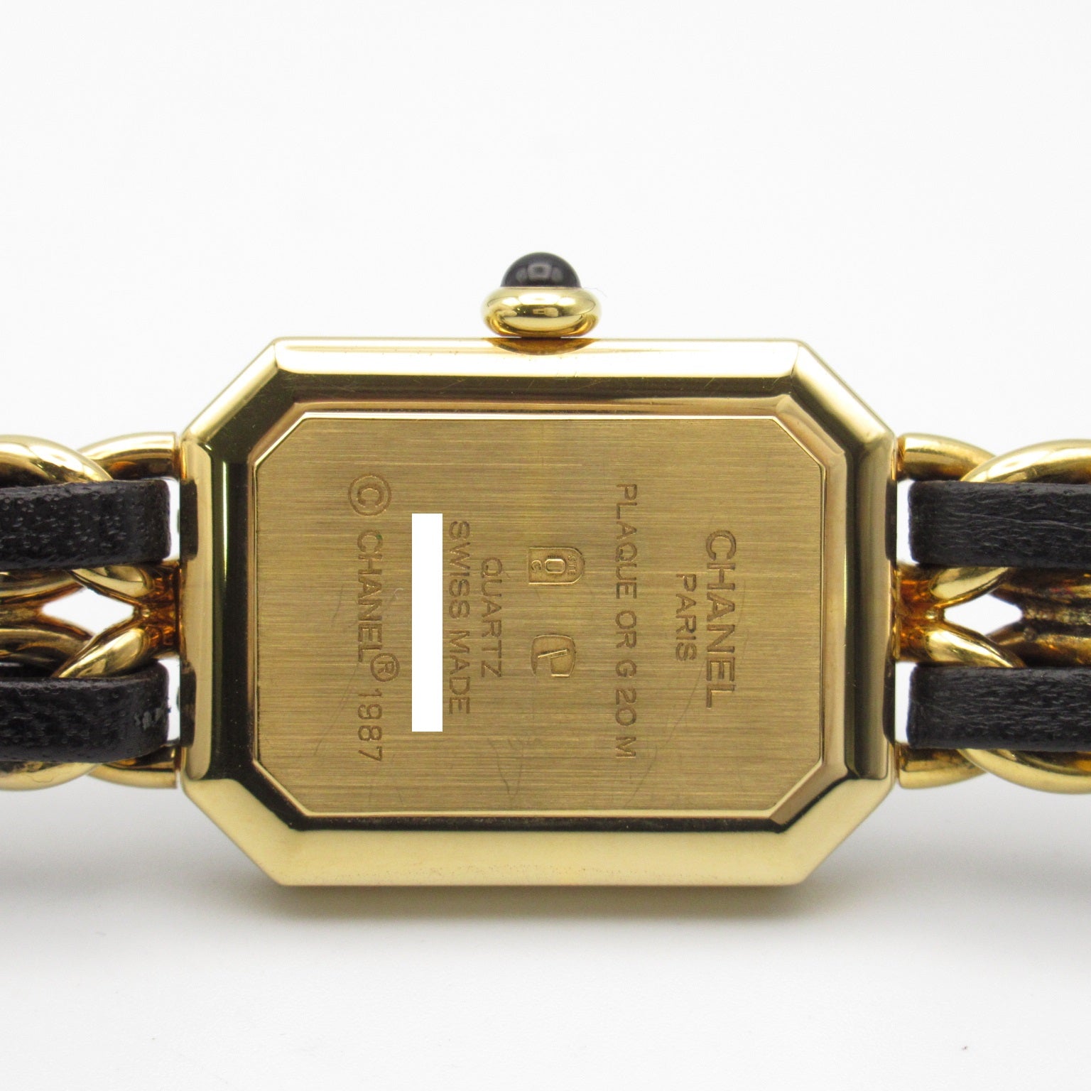 CHANEL Premiere L鍍金/皮革手錶石英機芯黑色