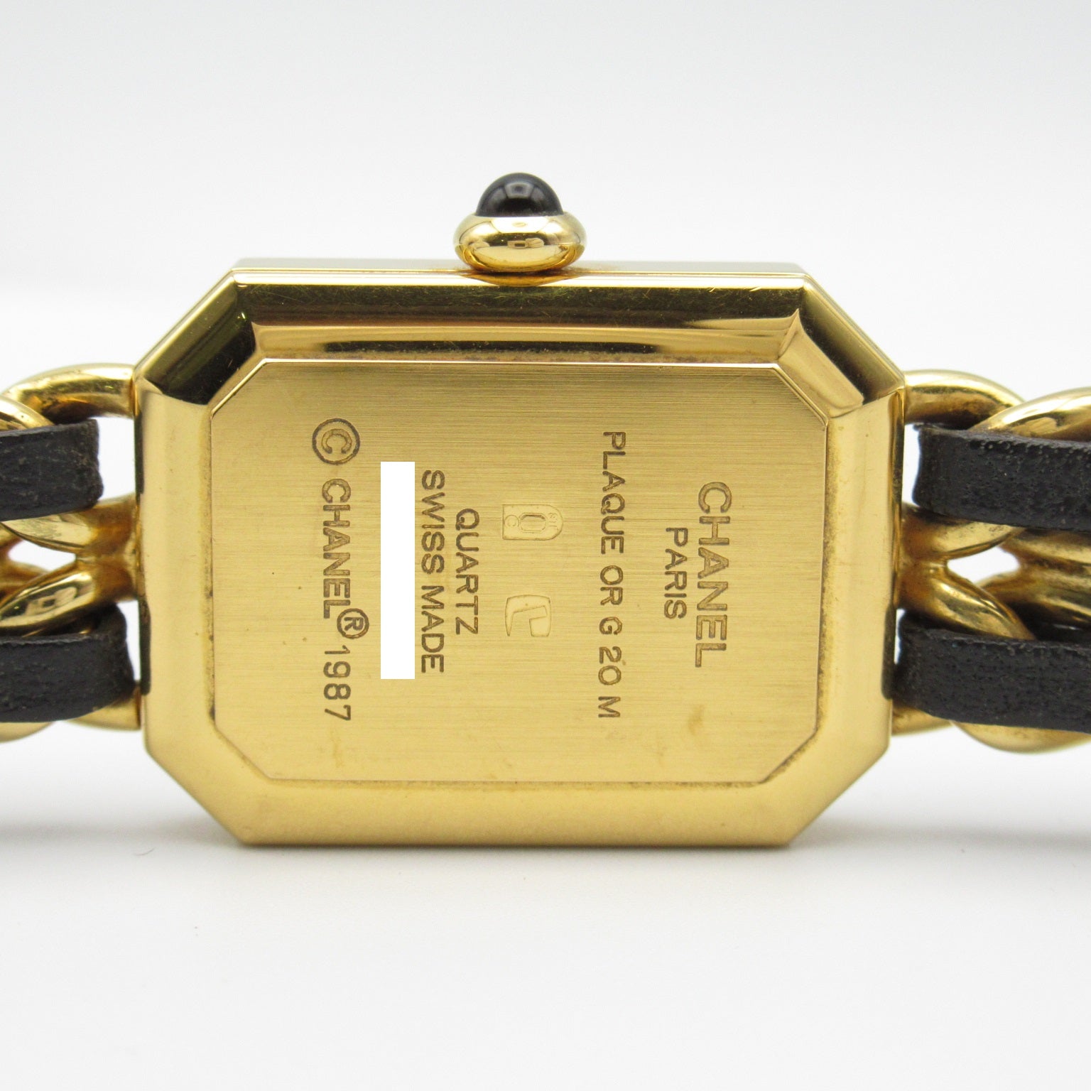 CHANEL Premiere M鍍金/皮革帶手錶石英機芯黑色