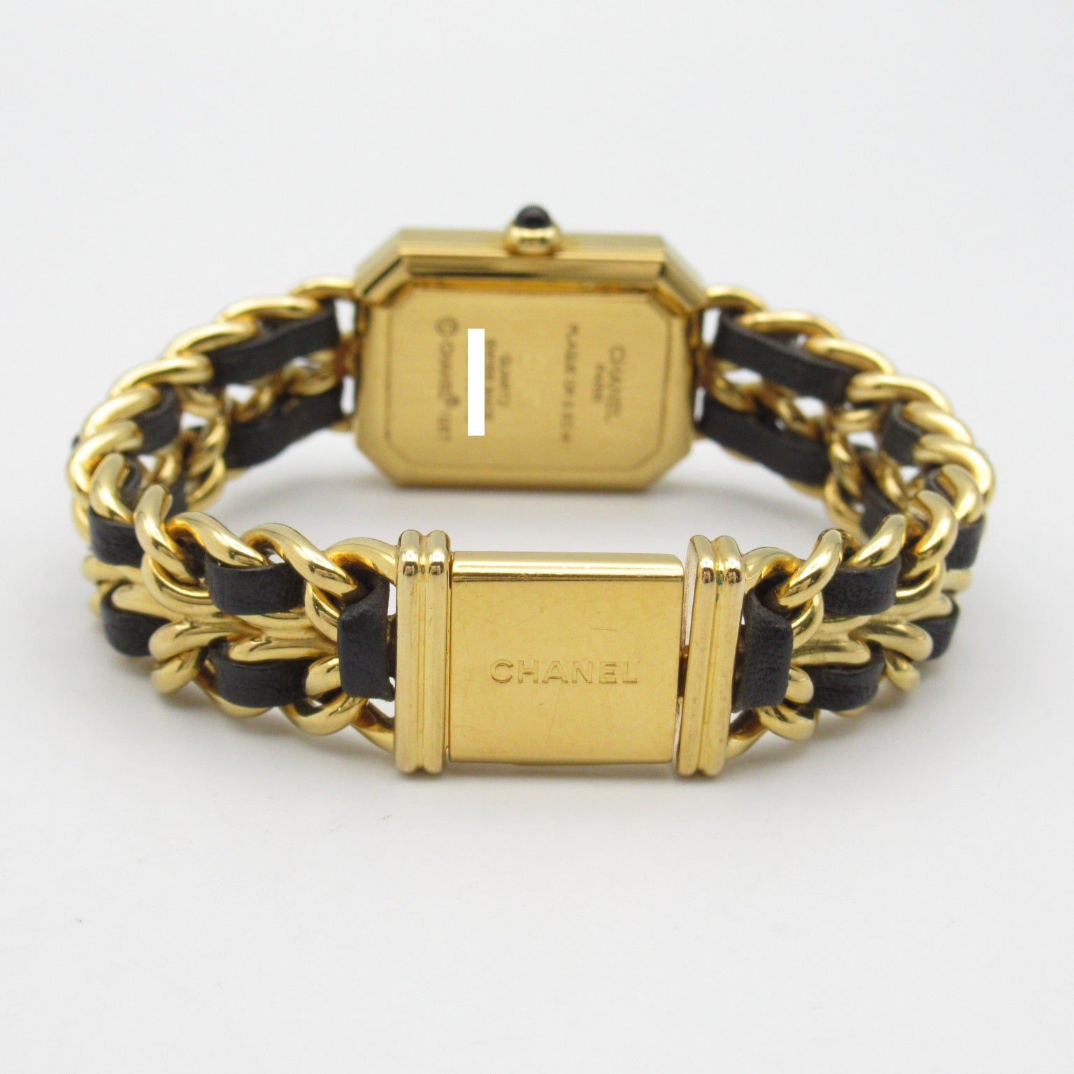 CHANEL Premiere M鍍金/皮革帶手錶石英機芯黑色