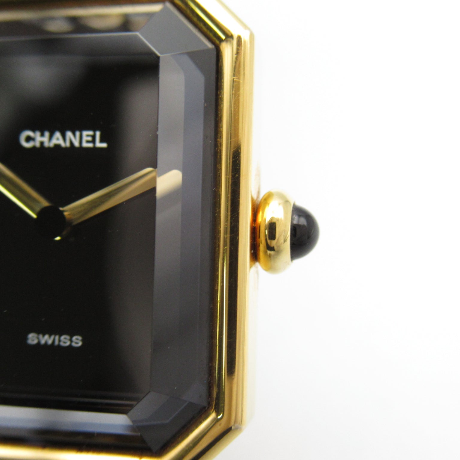 CHANEL Premiere M鍍金/皮革帶手錶石英機芯黑色