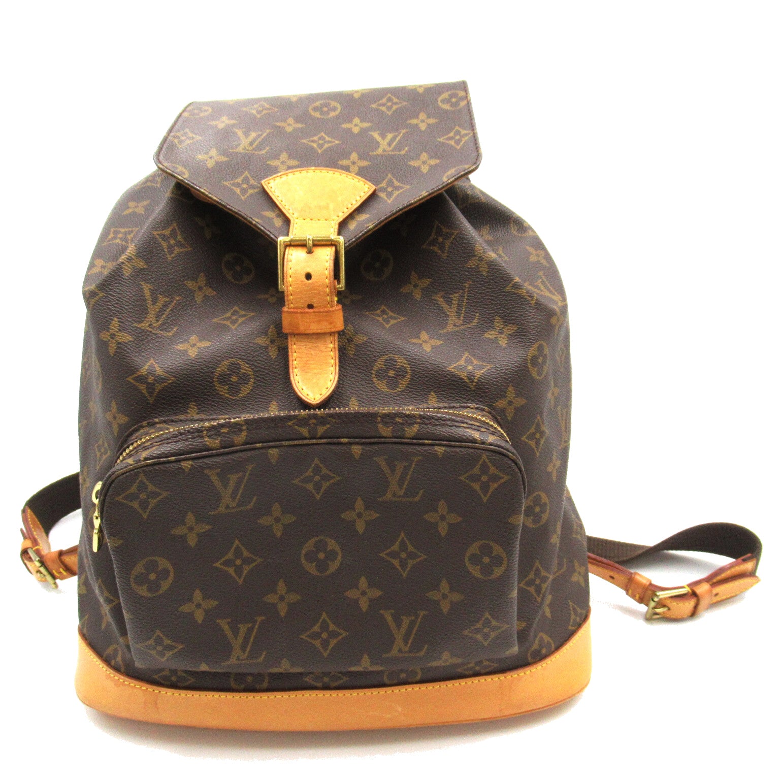 LOUIS VUITTON Monogram Montsouris GM金扣背包啡色