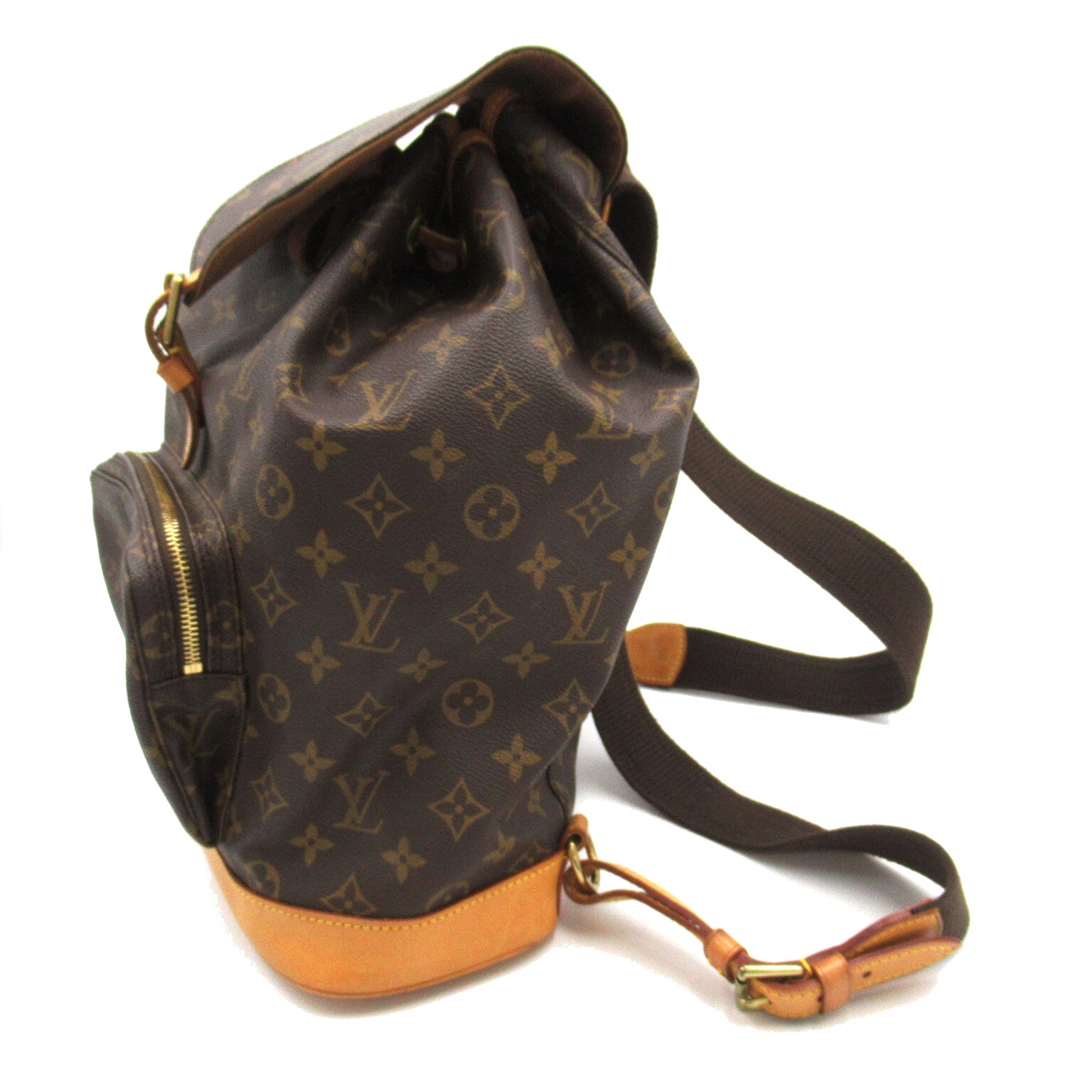 LOUIS VUITTON Monogram Montsouris GM金扣背包啡色
