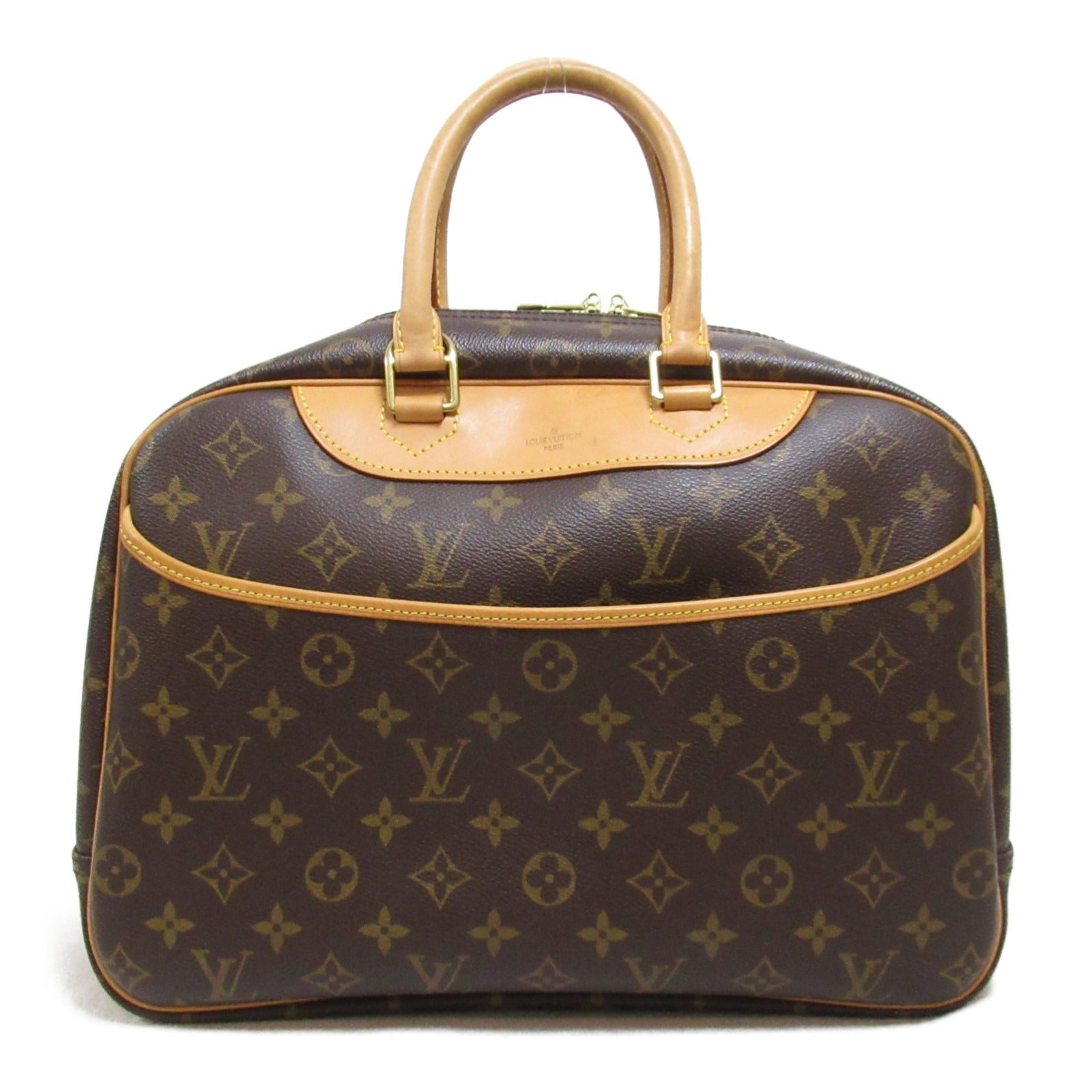 LOUIS VUITTON Monogram Deauville金扣手挽袋啡色