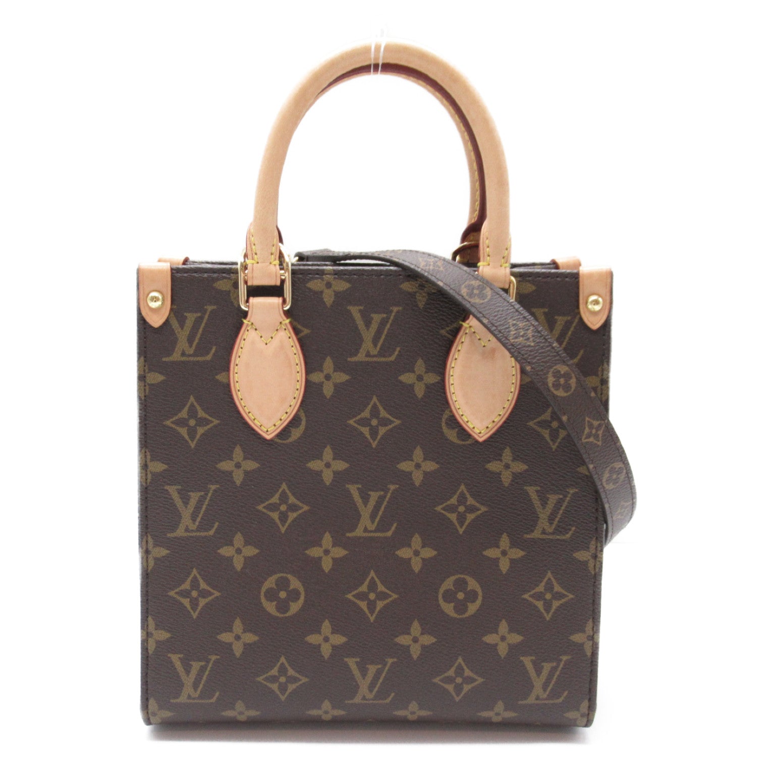 LOUIS VUITTON Monogram Sac Plat BB金扣手挽肩背兩用袋啡色