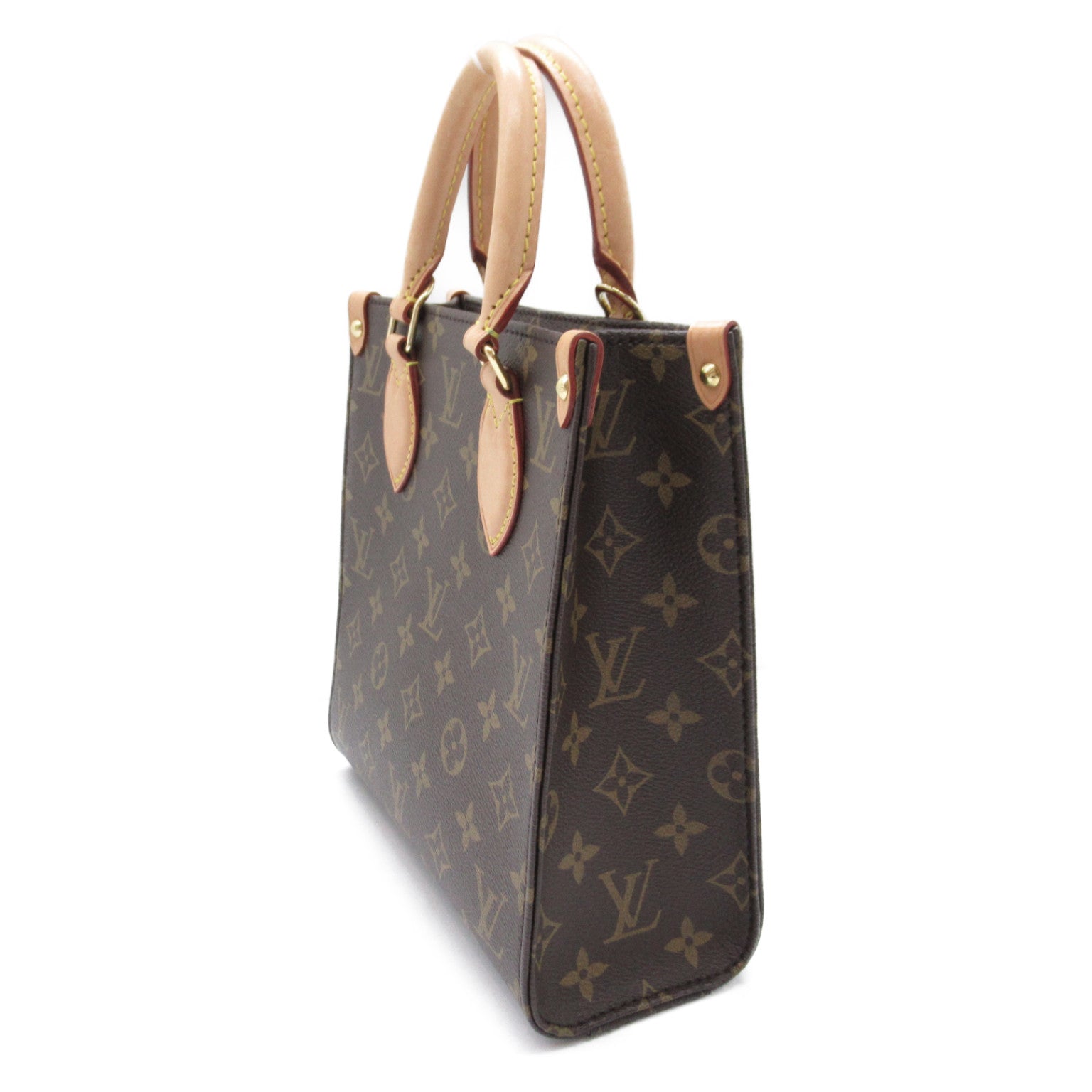 LOUIS VUITTON Monogram Sac Plat BB金扣手挽肩背兩用袋啡色