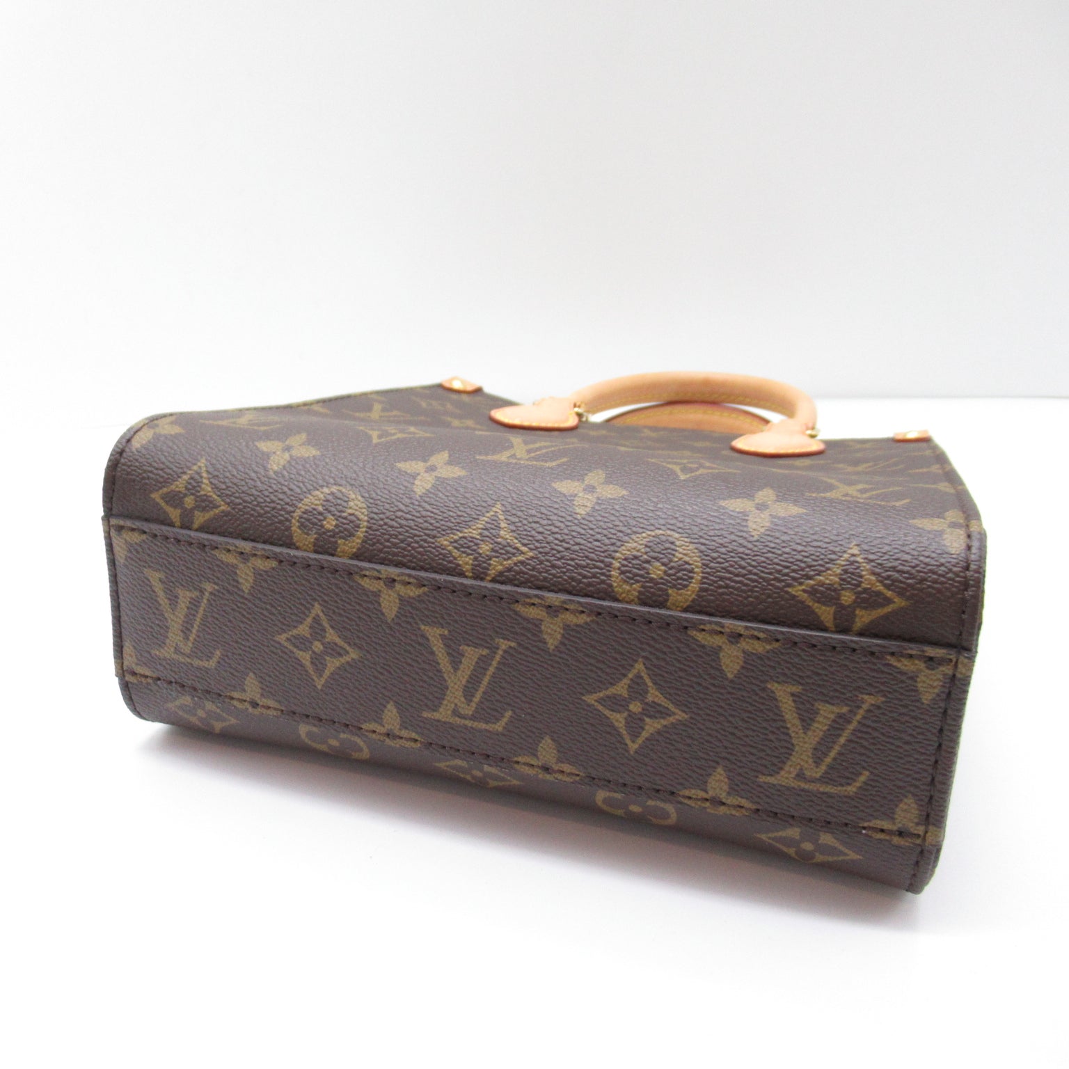 LOUIS VUITTON Monogram Sac Plat BB金扣手挽肩背兩用袋啡色