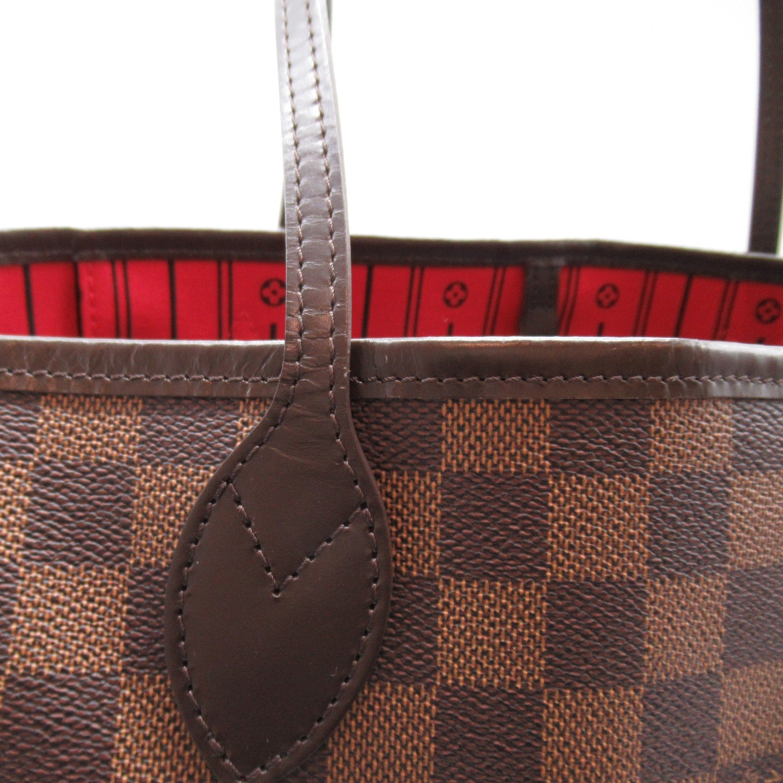 LOUIS VUITTON Damier Neverfull MM金扣手挽袋啡色
