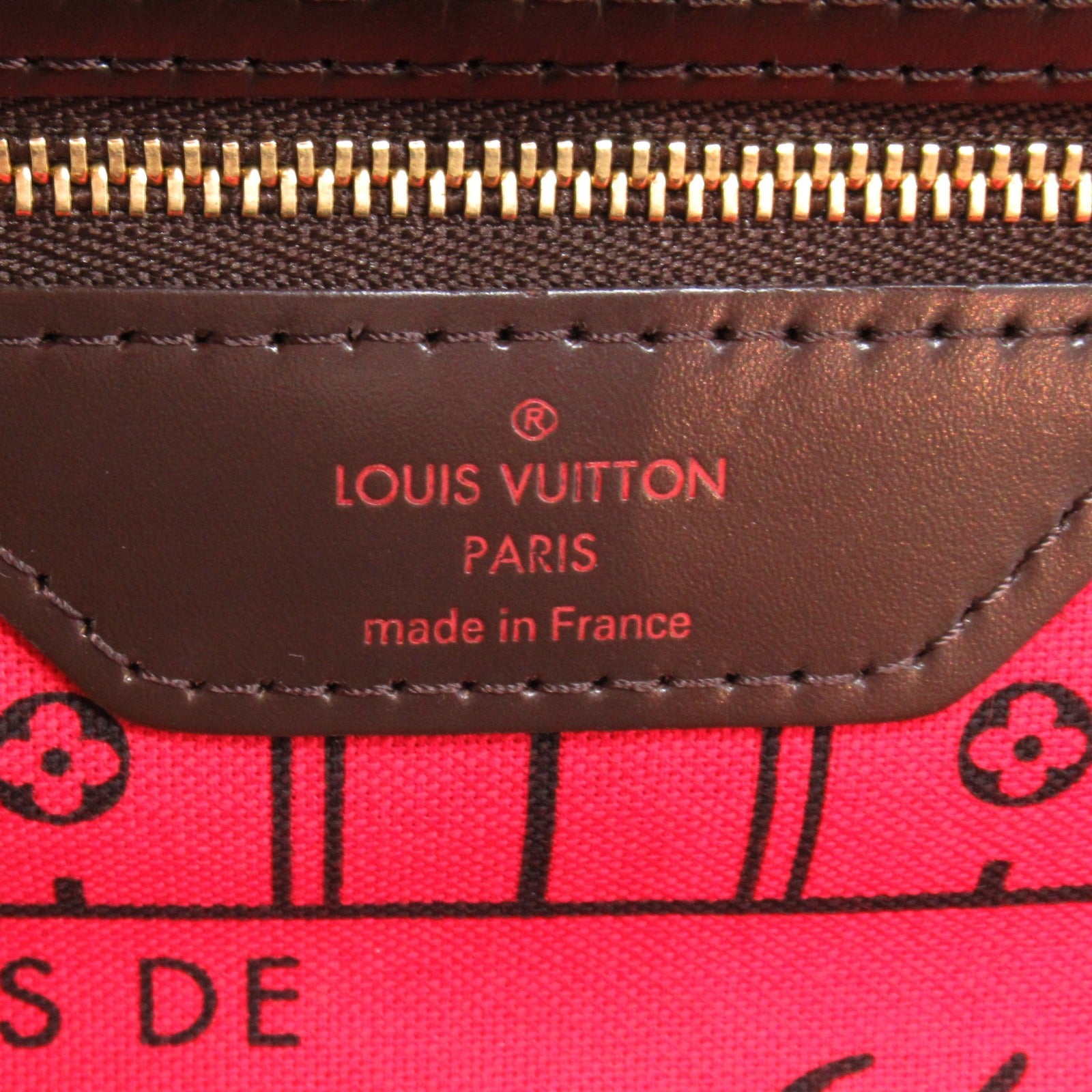 LOUIS VUITTON Damier Neverfull MM金扣手挽袋啡色