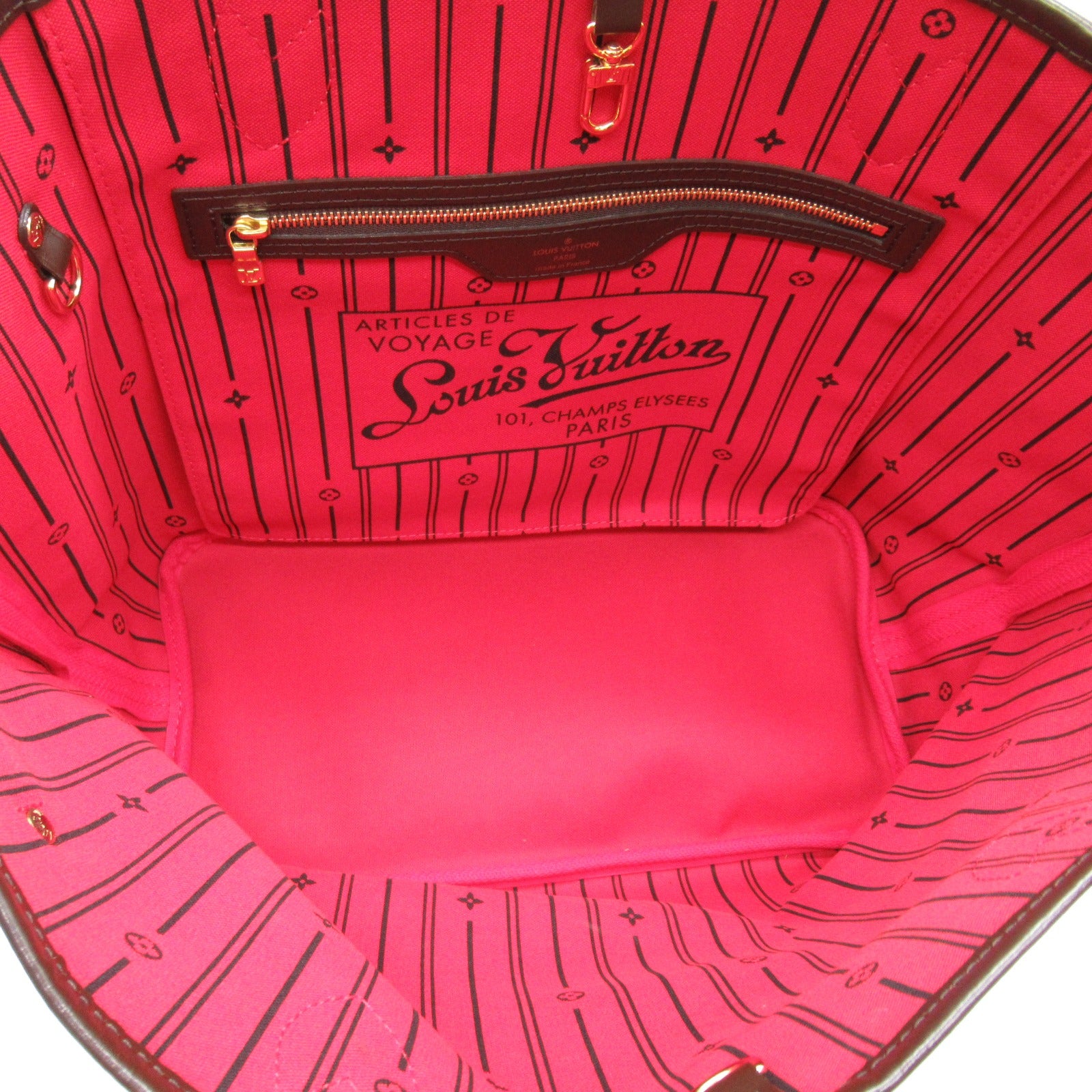 LOUIS VUITTON Damier Neverfull MM金扣手挽袋啡色
