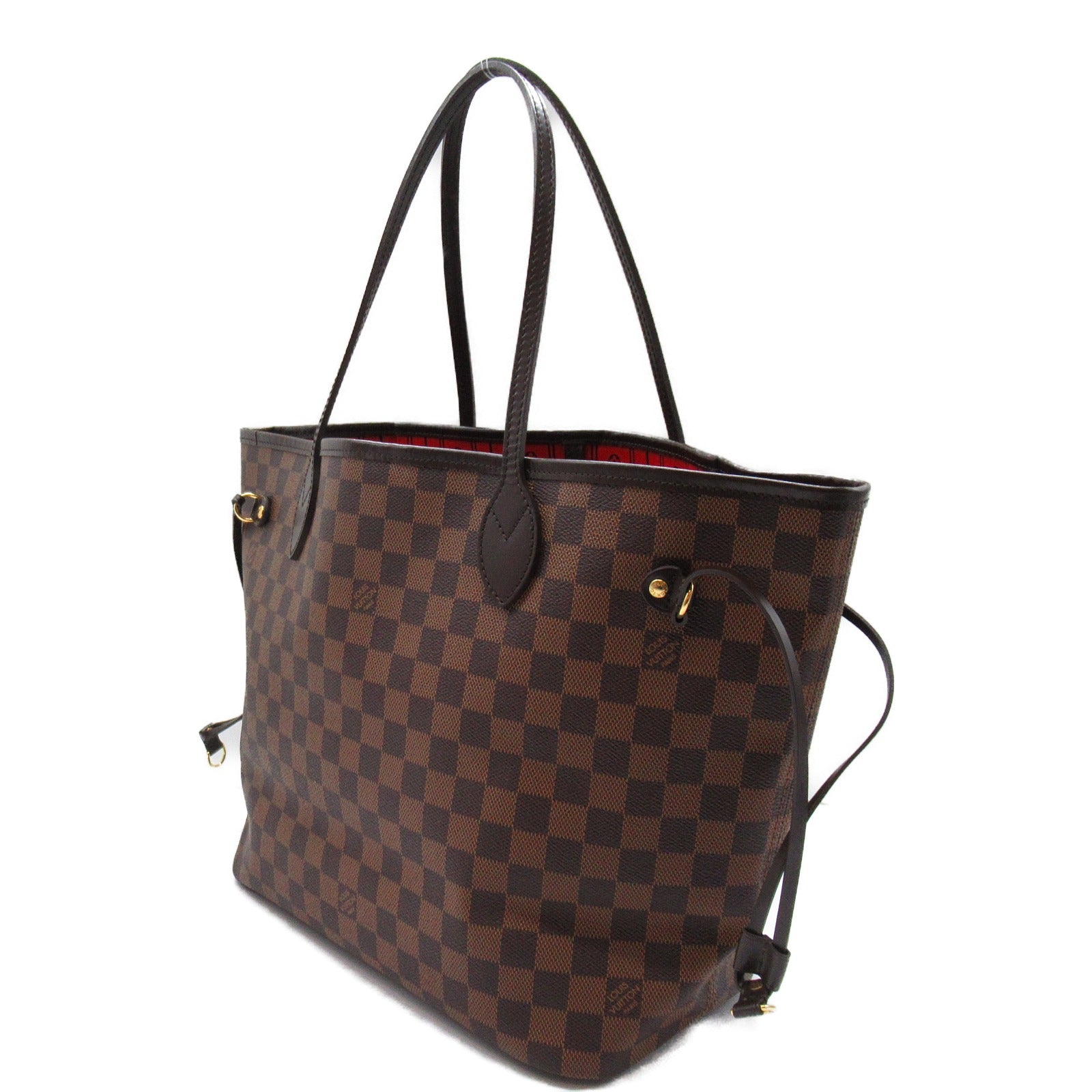 LOUIS VUITTON Damier Neverfull MM金扣手挽袋啡色