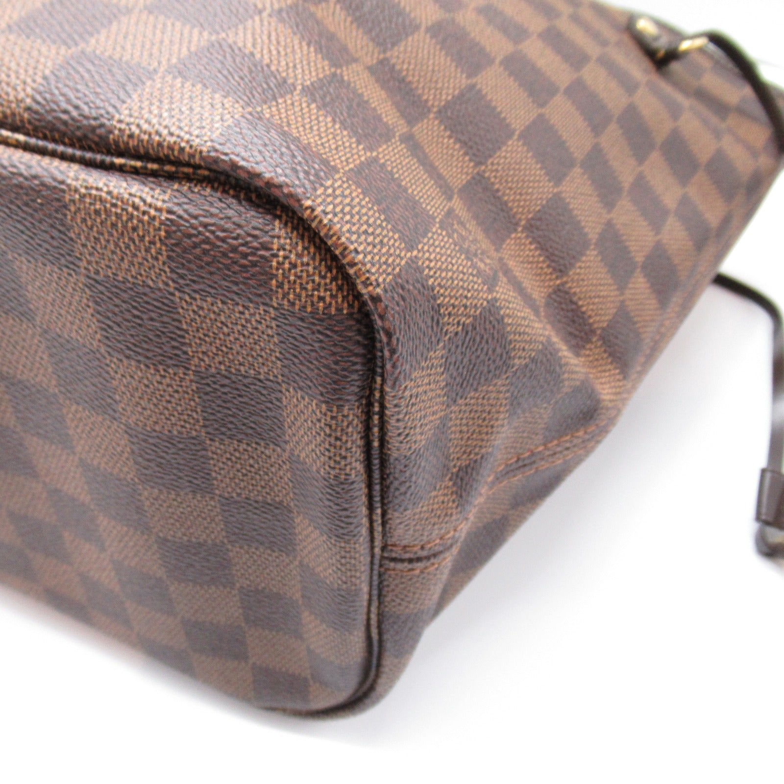 LOUIS VUITTON Damier Neverfull MM金扣手挽袋啡色
