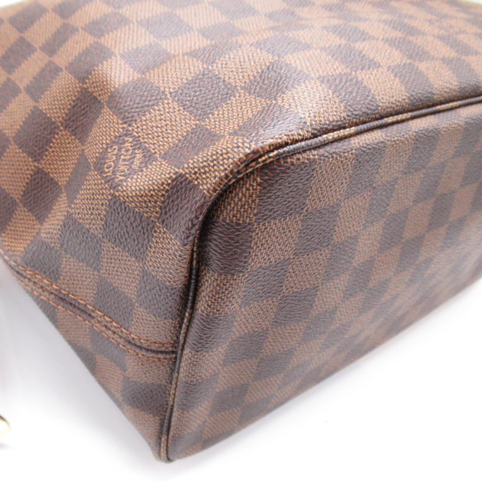 LOUIS VUITTON Damier Neverfull MM金扣手挽袋啡色