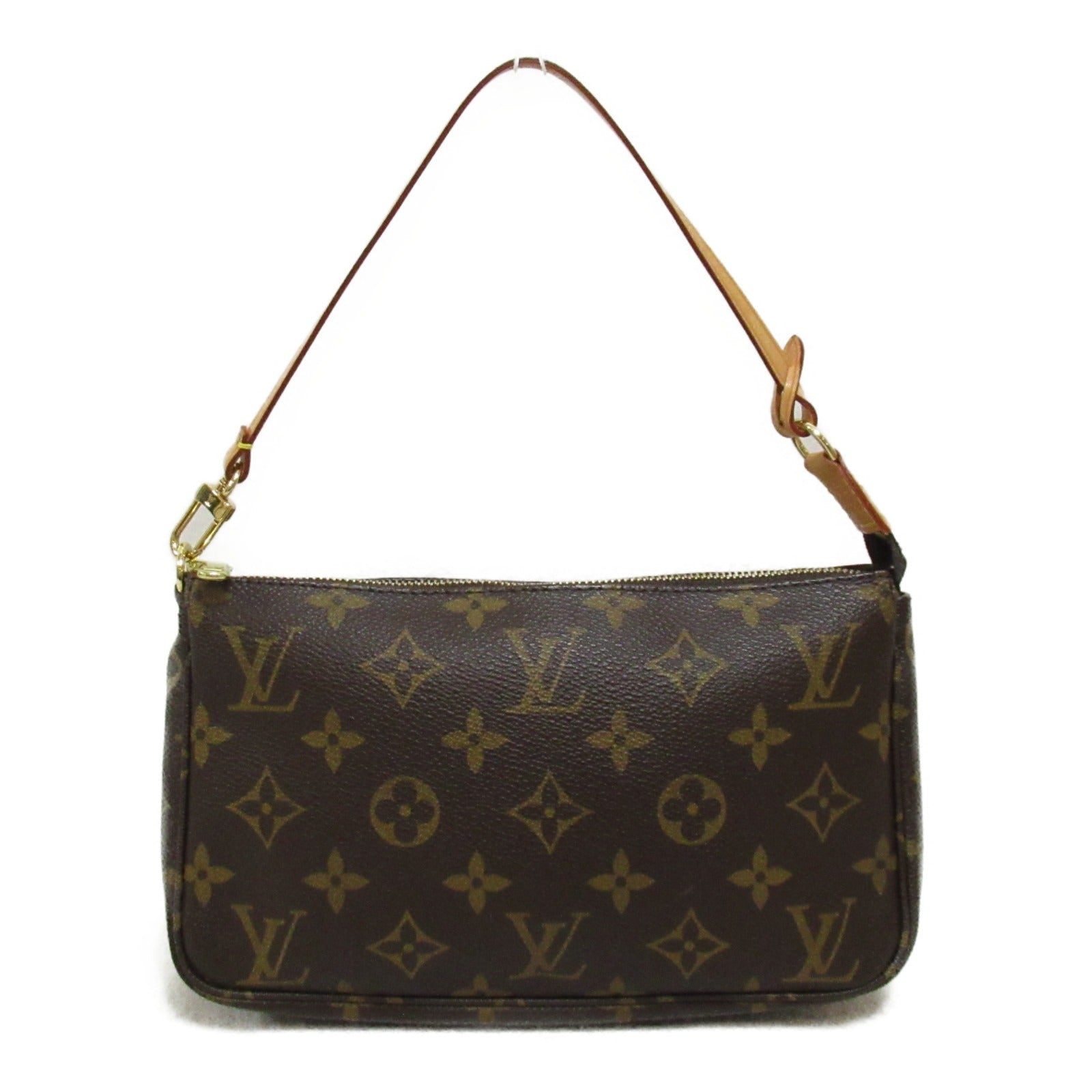 LOUIS VUITTON Monogram Pochette Accessories金扣手拿包啡色